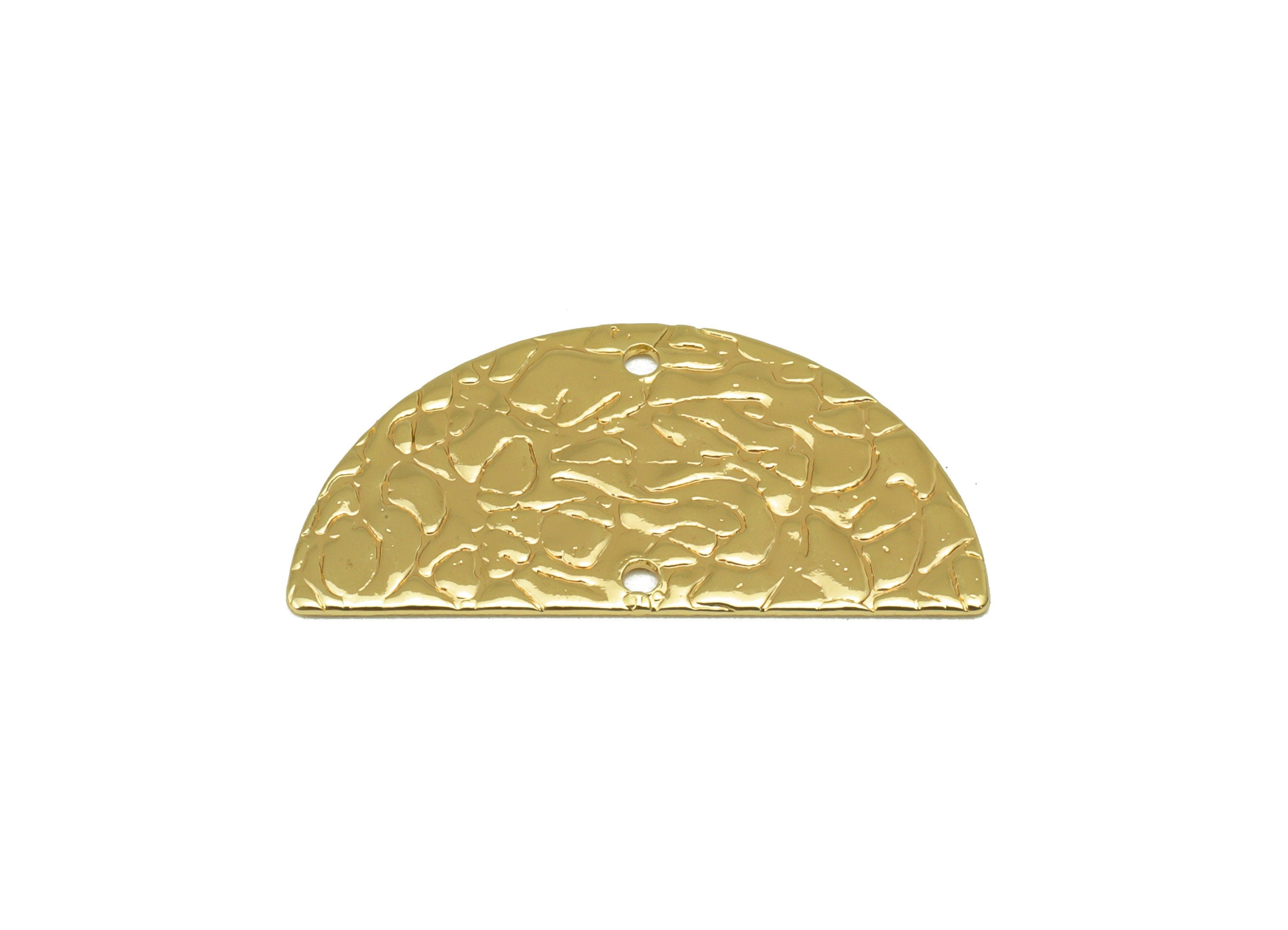 Brass Half Moon Connector - Brass Textured Connector- 18K Real Gold Plated Brass - Jewelry Making Accessoires - 25x 12.57x 0.77mm - RGP6258 - DOMEDBAZAAR