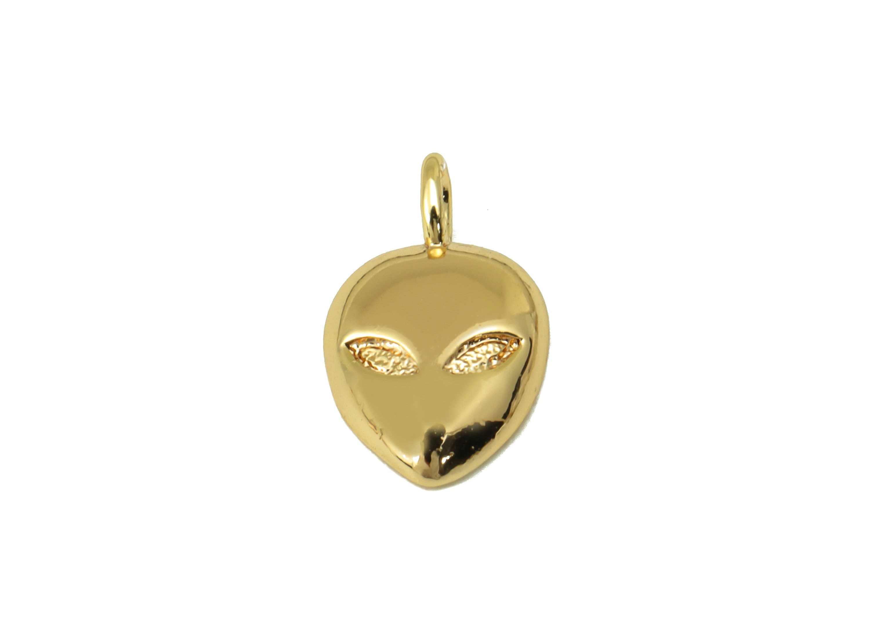 Brass Grimace Charm - Brass Mini Alien Earring Charm - Alien Earring Charm - For Necklace - 18K Real Gold Plated - 12.13x7.6x2.36mm-RGP6313 - DOMEDBAZAAR