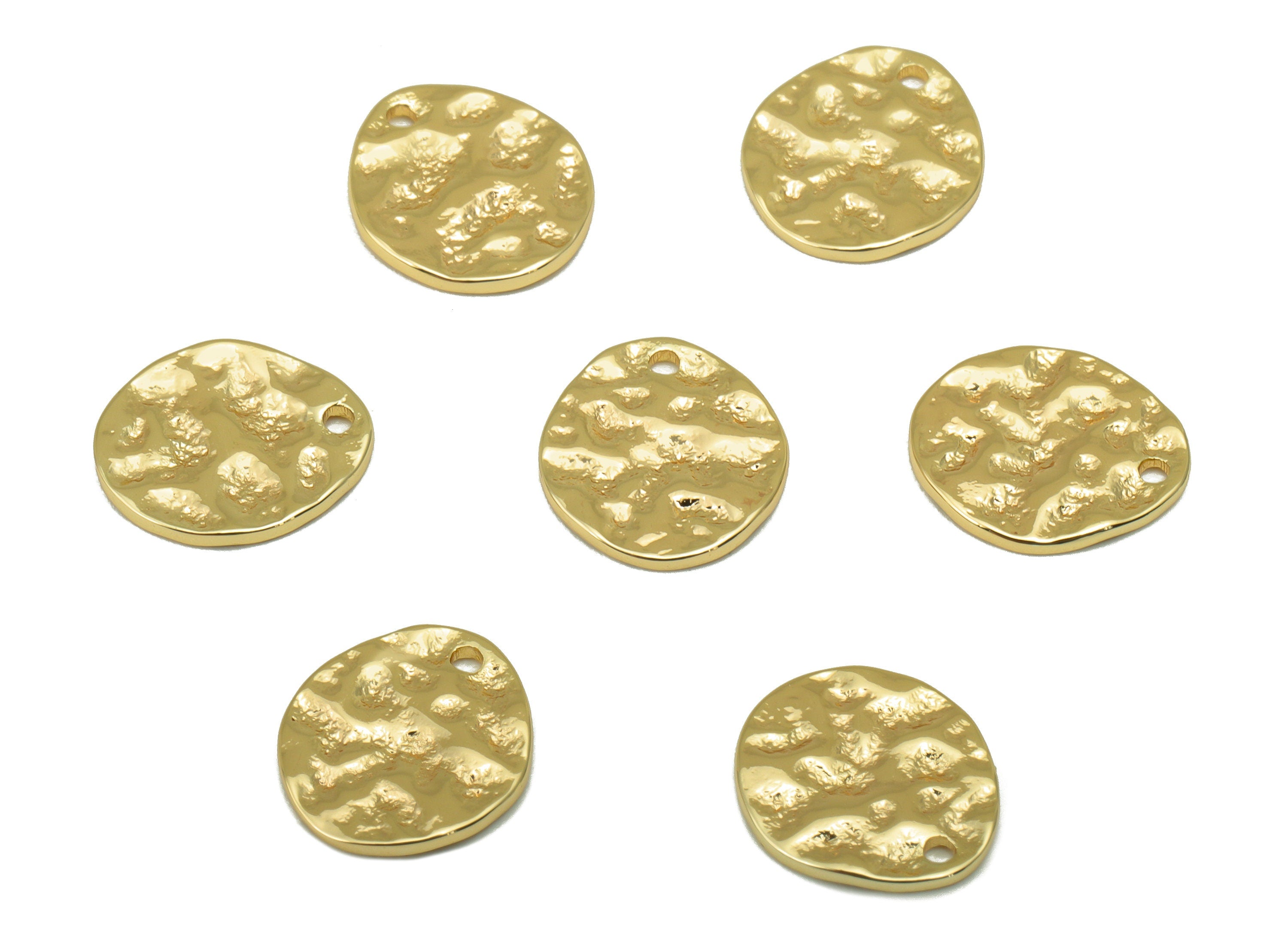 Brass Round Charm - Brass Hammered Earring Charm - Brass Whelk Seashell Charm - For Necklace - 18K Real Gold Plated -11.8x10.36x1mm-RGP6322 - DOMEDBAZAAR