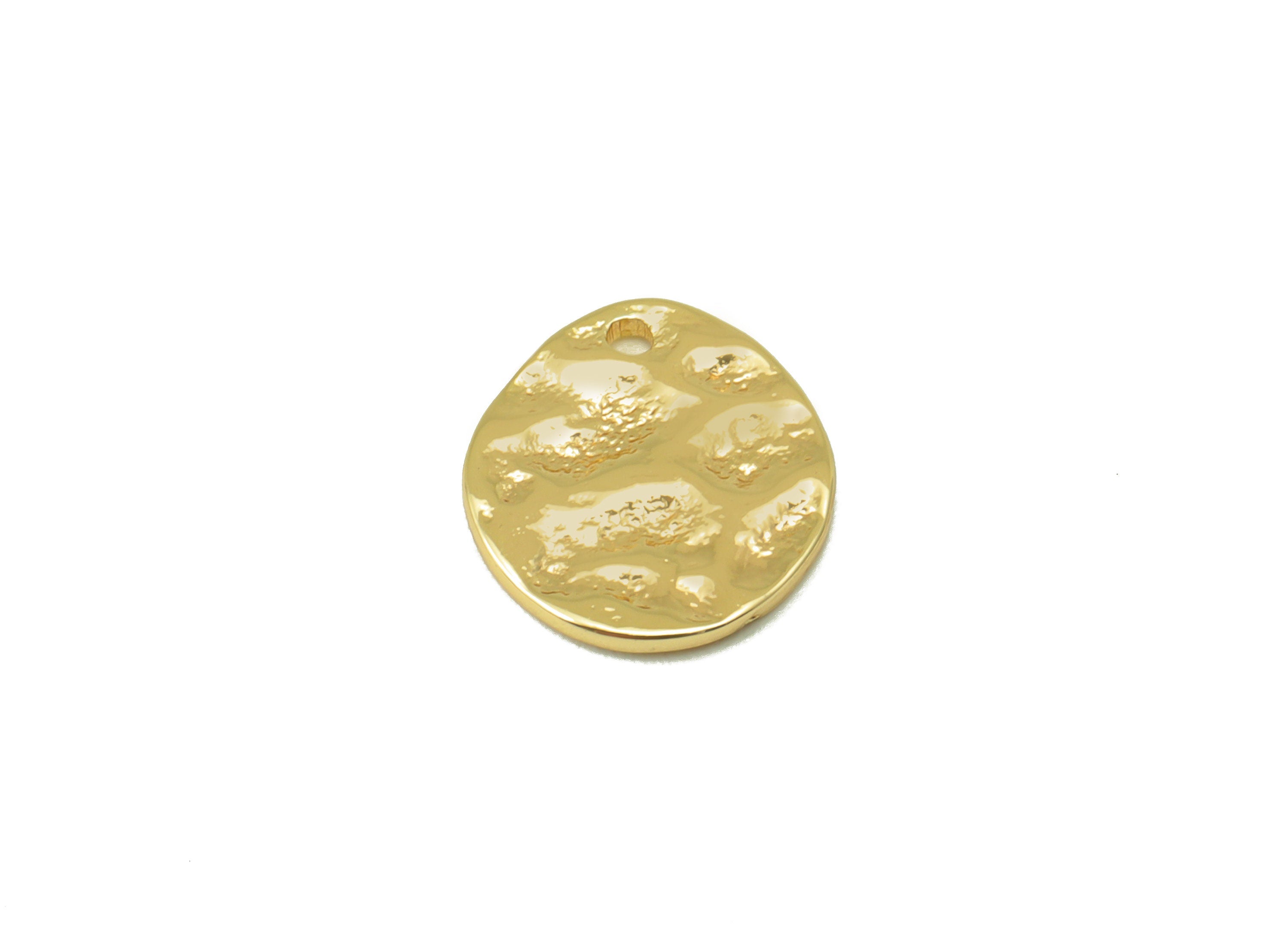 Brass Round Charm - Brass Hammered Earring Charm - Brass Whelk Seashell Charm - For Necklace - 18K Real Gold Plated -11.8x10.36x1mm-RGP6322 - DOMEDBAZAAR