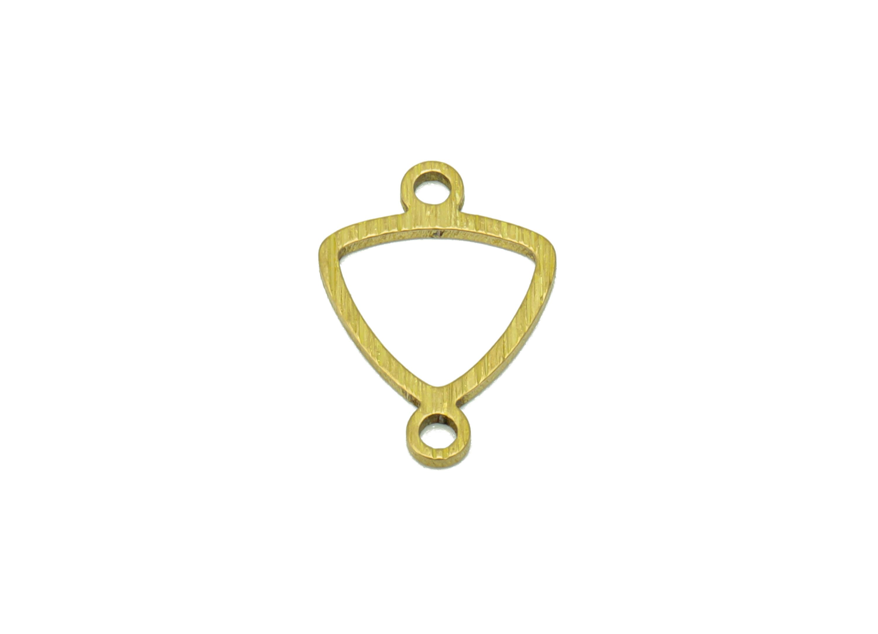 Brass Triangle Earring Connector - Raw Brass Textured Charm - Bracelet Connector - Jewellery Supplies - 14 x 9x0.81mm - PP8397 - DOMEDBAZAAR