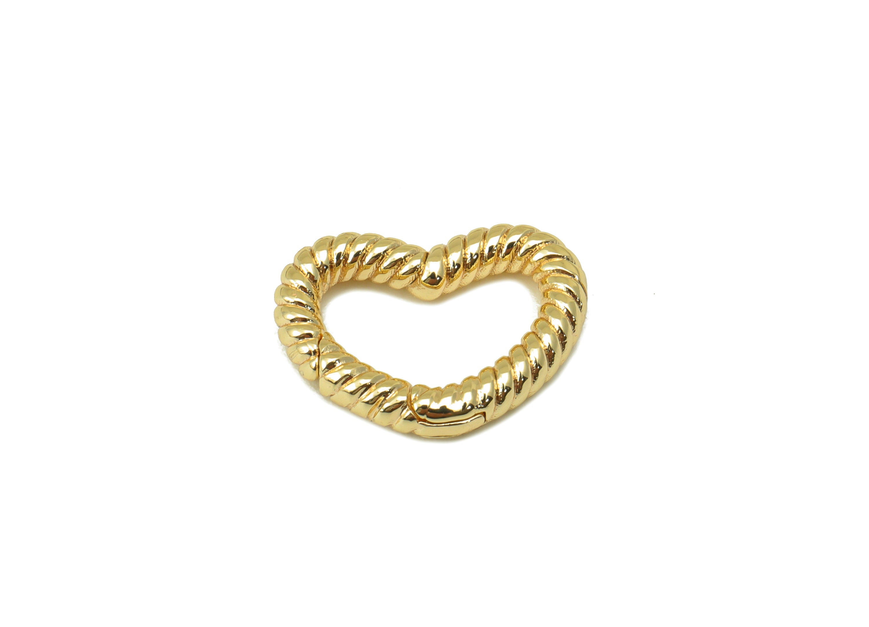 Brass Heart Clasp - Brass Twisted Chain Clasp - Heart Clasp - Jewelry Supplies - 18K Real Gold Plated - 17.23x 12.77x 3.01mm - RGP6376 - DOMEDBAZAAR