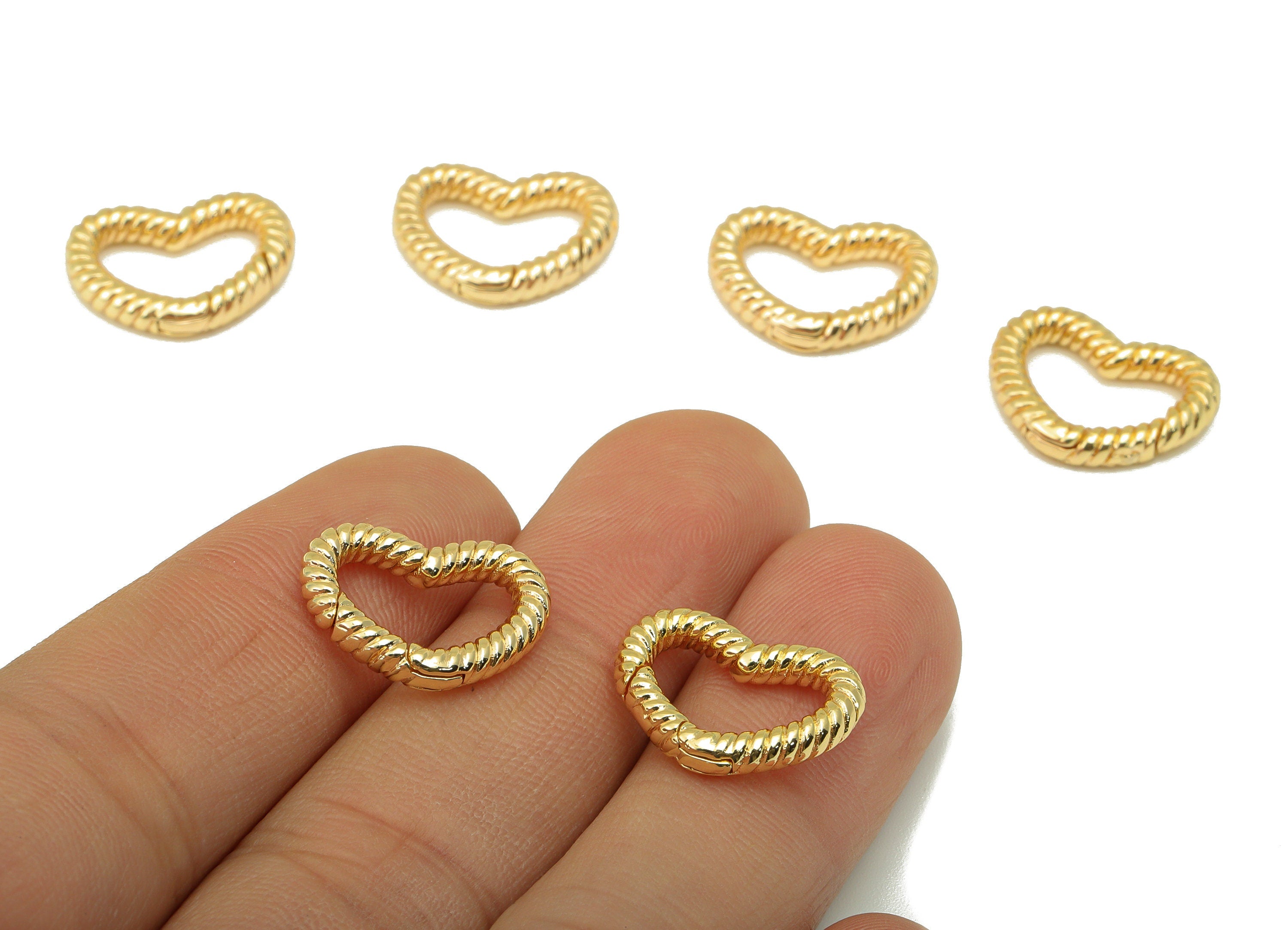 Brass Heart Clasp - Brass Twisted Chain Clasp - Heart Clasp - Jewelry Supplies - 18K Real Gold Plated - 17.23x 12.77x 3.01mm - RGP6376 - DOMEDBAZAAR