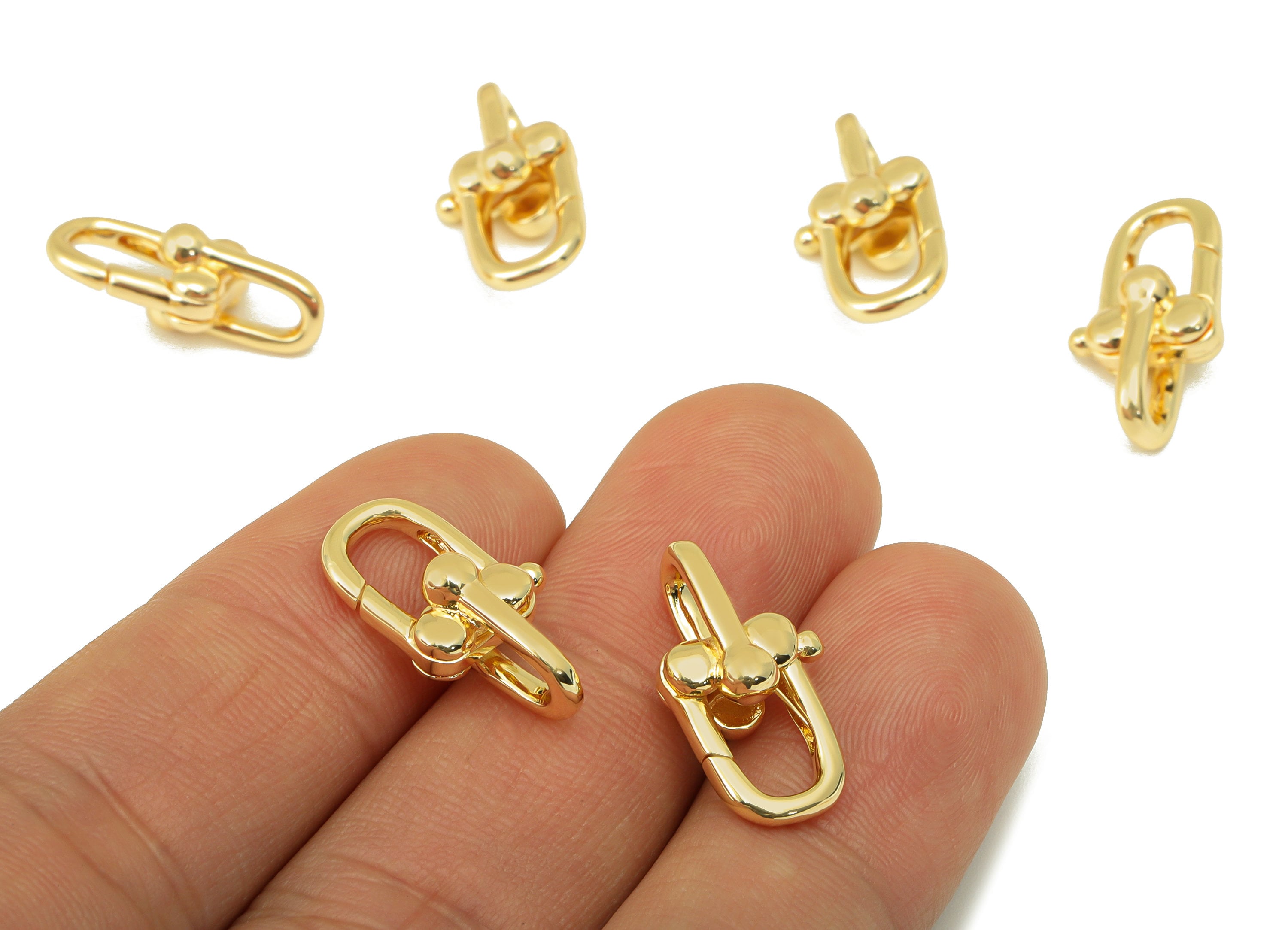 Brass Hoop Clasp - Brass Double Hoop Clasp Charm - Gold Hoop Clasp - Lobster Clasp - 18K Real Gold Plated - 19.8x 10.8x 2.18mm- RGP6379 - DOMEDBAZAAR