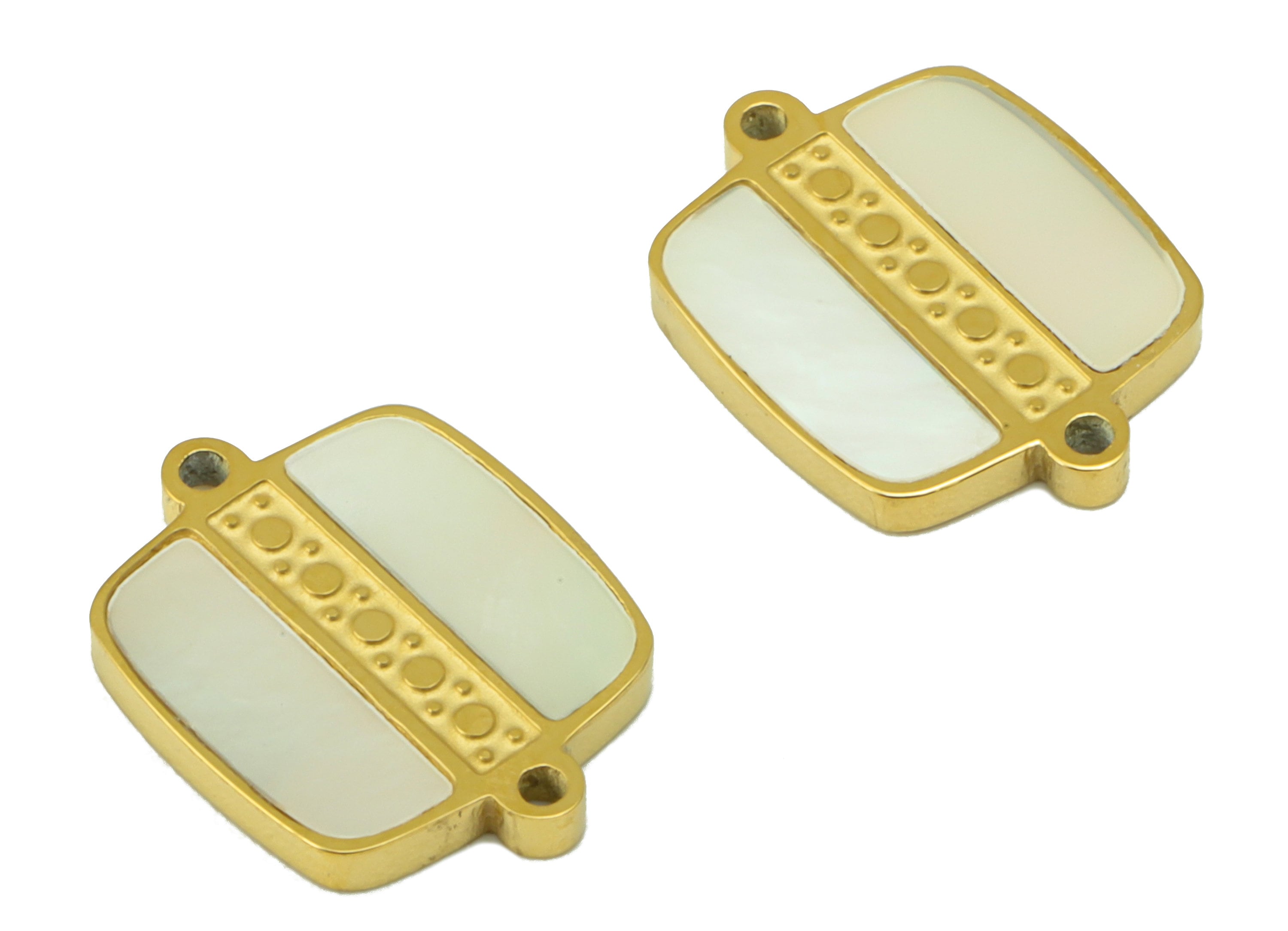 Stainless Steel shell - Oval Square Connector - Shell Bracelet Connector - For Necklace - 18K Real Gold Plated - 13 x 9.72 x 1.4mm- RGP6427 - DOMEDBAZAAR