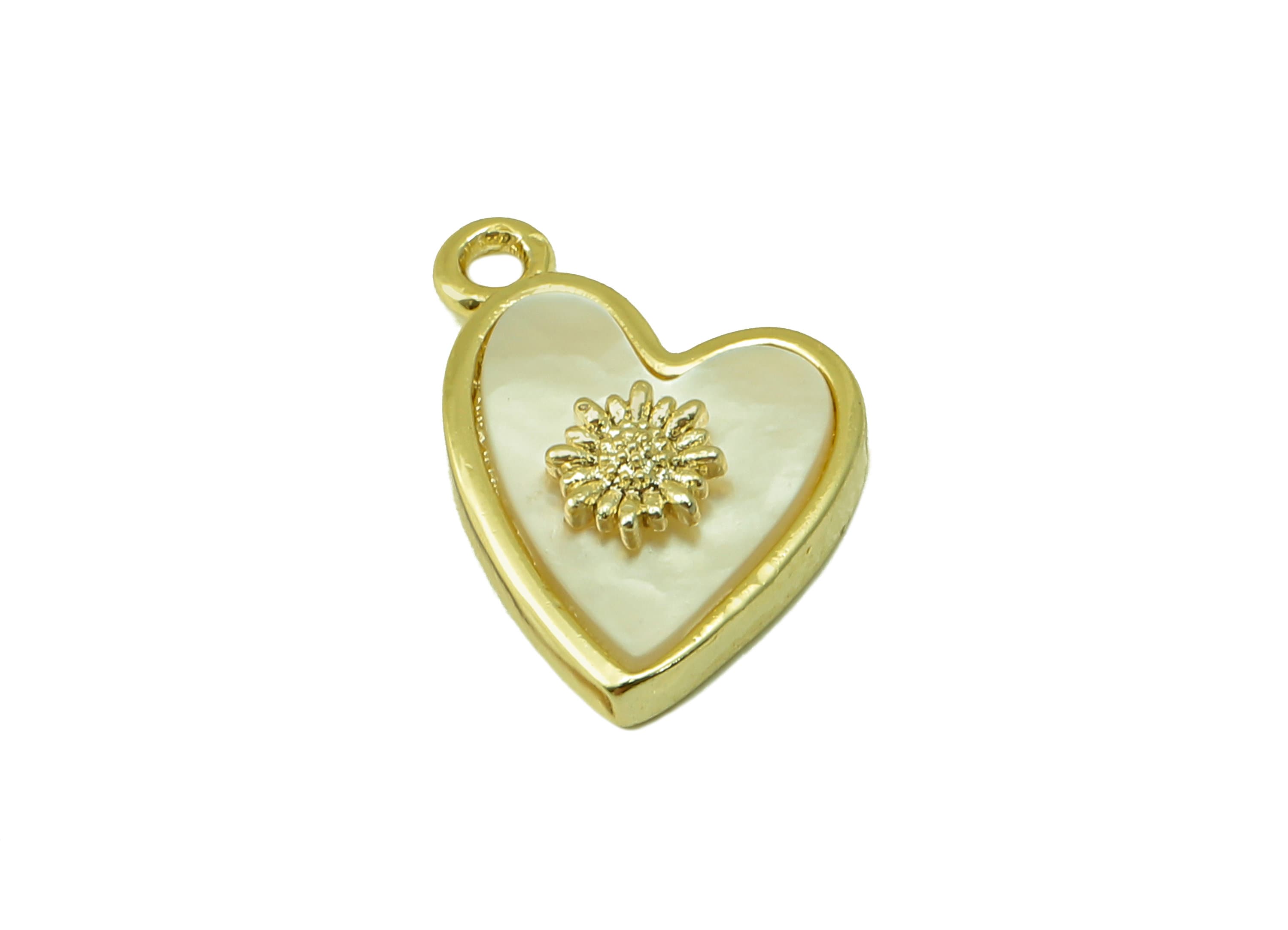 Brass Heart Earring Charms - Raw Brass Heart Shell Flower Pendant - For Necklace - DIY Jewelry Making Supplies - 13.93x9.34x3.05mm - PP8568 - DOMEDBAZAAR