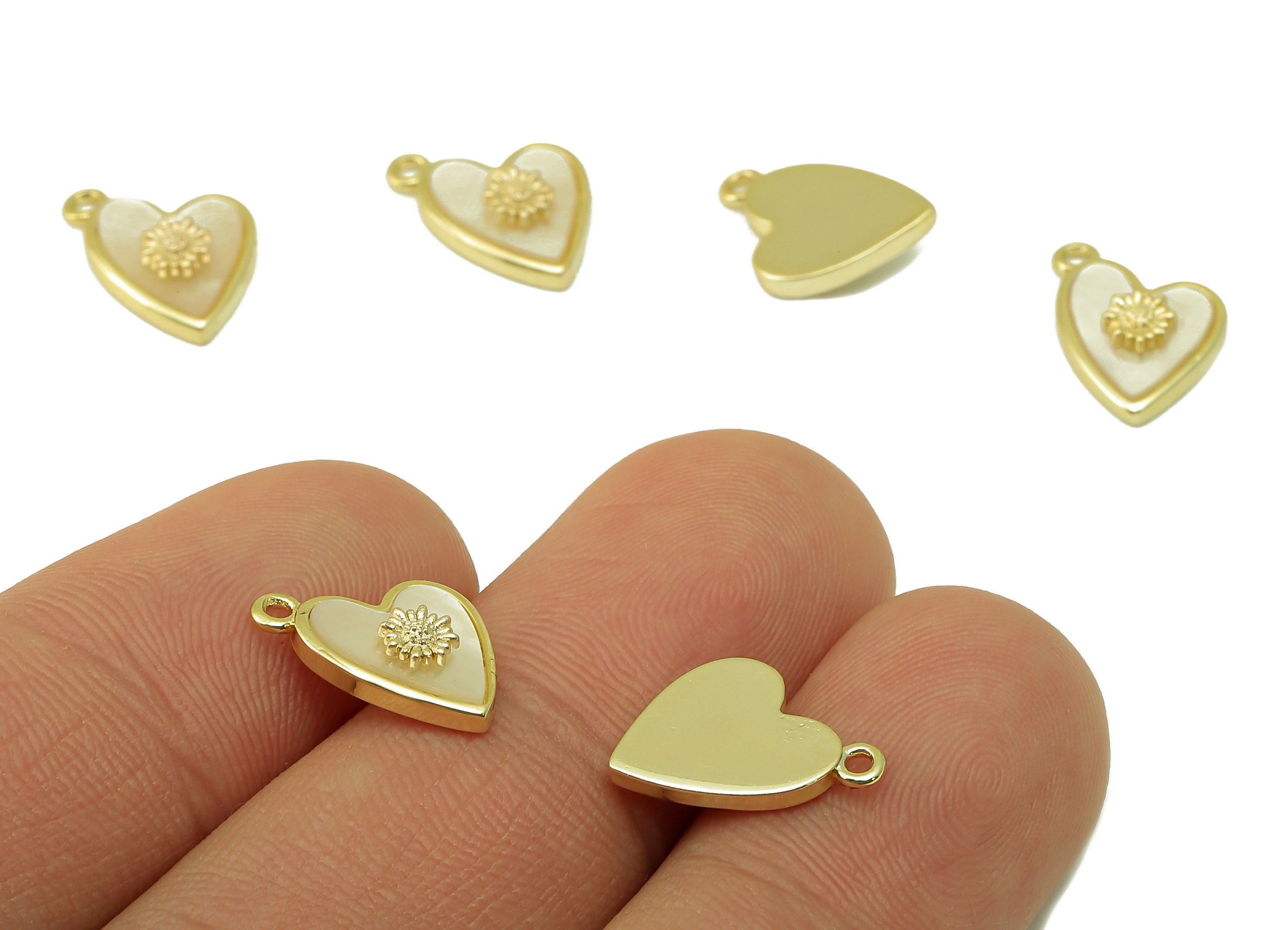 Brass Heart Earring Charms - Raw Brass Heart Shell Flower Pendant - For Necklace - DIY Jewelry Making Supplies - 13.93x9.34x3.05mm - PP8568 - DOMEDBAZAAR