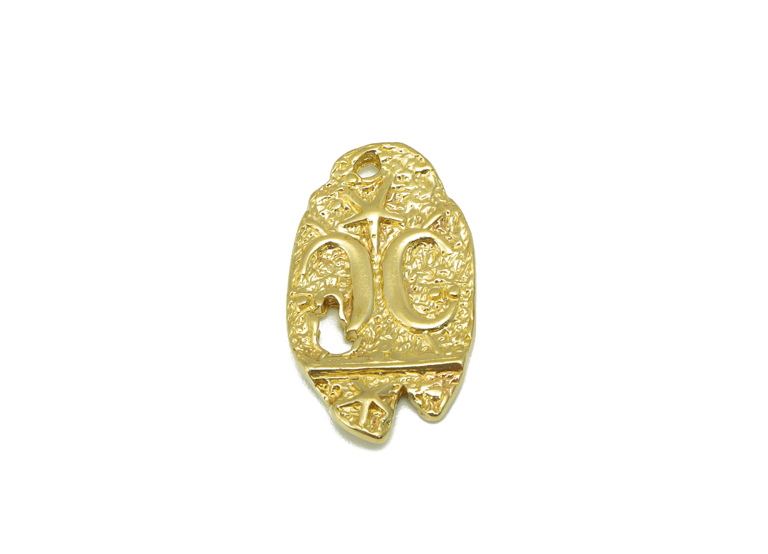 Brass Greek Earring Charm - Raw Brass Hammered Hole Pendant - Antique Looking Star Pendant -Earring Finding-24x13x1.98mm-PP8433 - DOMEDBAZAAR