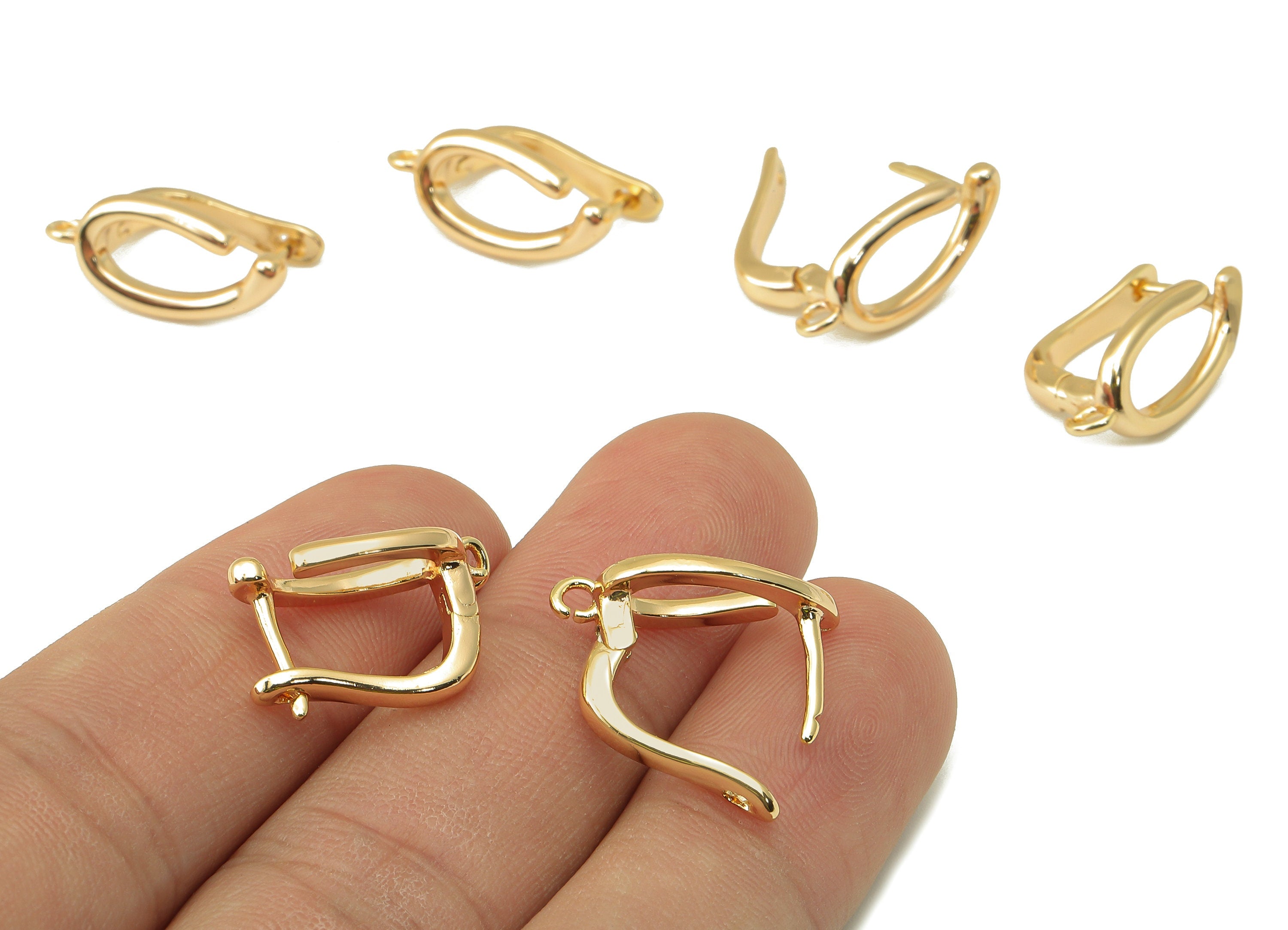 Brass Irregular Clasp Hoop Earring - Brass Loop Earring - Clasp Hoop Earring With Loop - 18K Real Gold Plating -19.58x 11x 1.84mm - RGP6104 - DOMEDBAZAAR