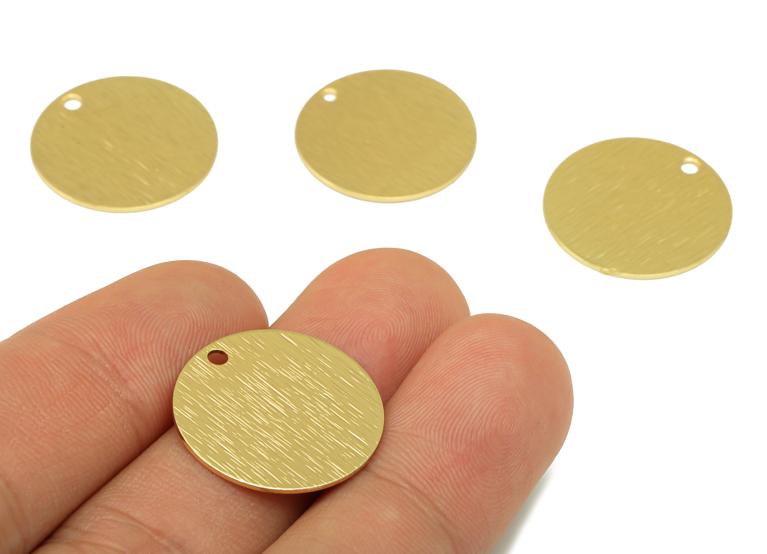 Brass Round Charms - Rough Textured Brass Pendant - For Necklace - Tone Plated Brass - Jewelry Supplies - 20.6 x 20.6 x 0.61mm - PP1931G - DOMEDBAZAAR