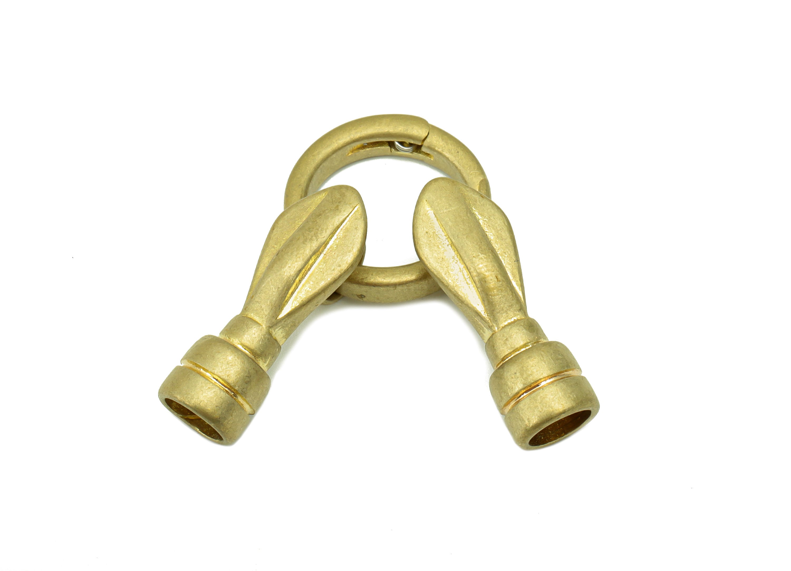 Brass Round Carabiner -Raw Brass Round Clasp-For Necklaces And Bracelets -Jewelry Making -58x38 x4.07mm-PP8453 - DOMEDBAZAAR