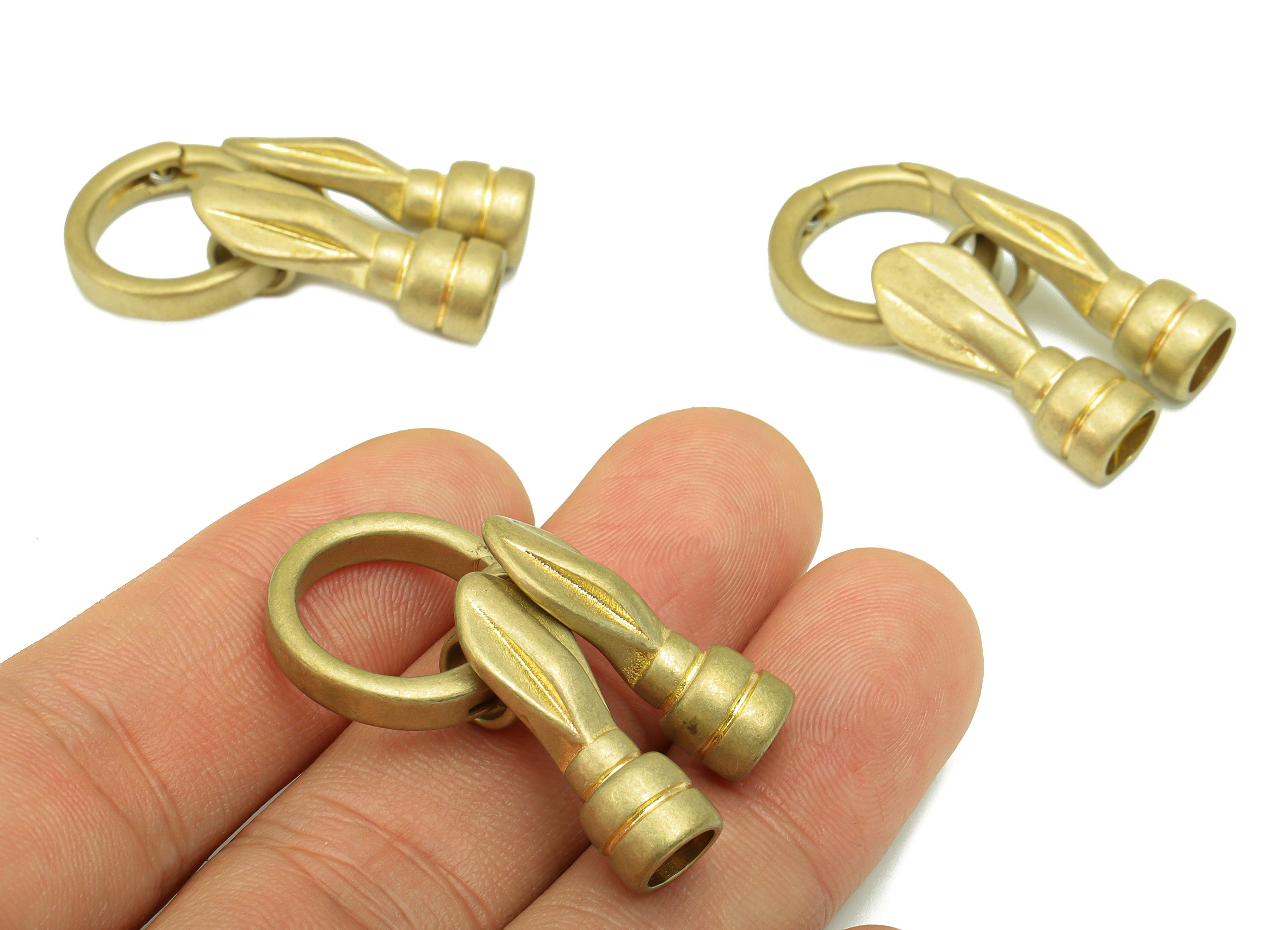Brass Round Carabiner -Raw Brass Round Clasp-For Necklaces And Bracelets -Jewelry Making -58x38 x4.07mm-PP8453 - DOMEDBAZAAR