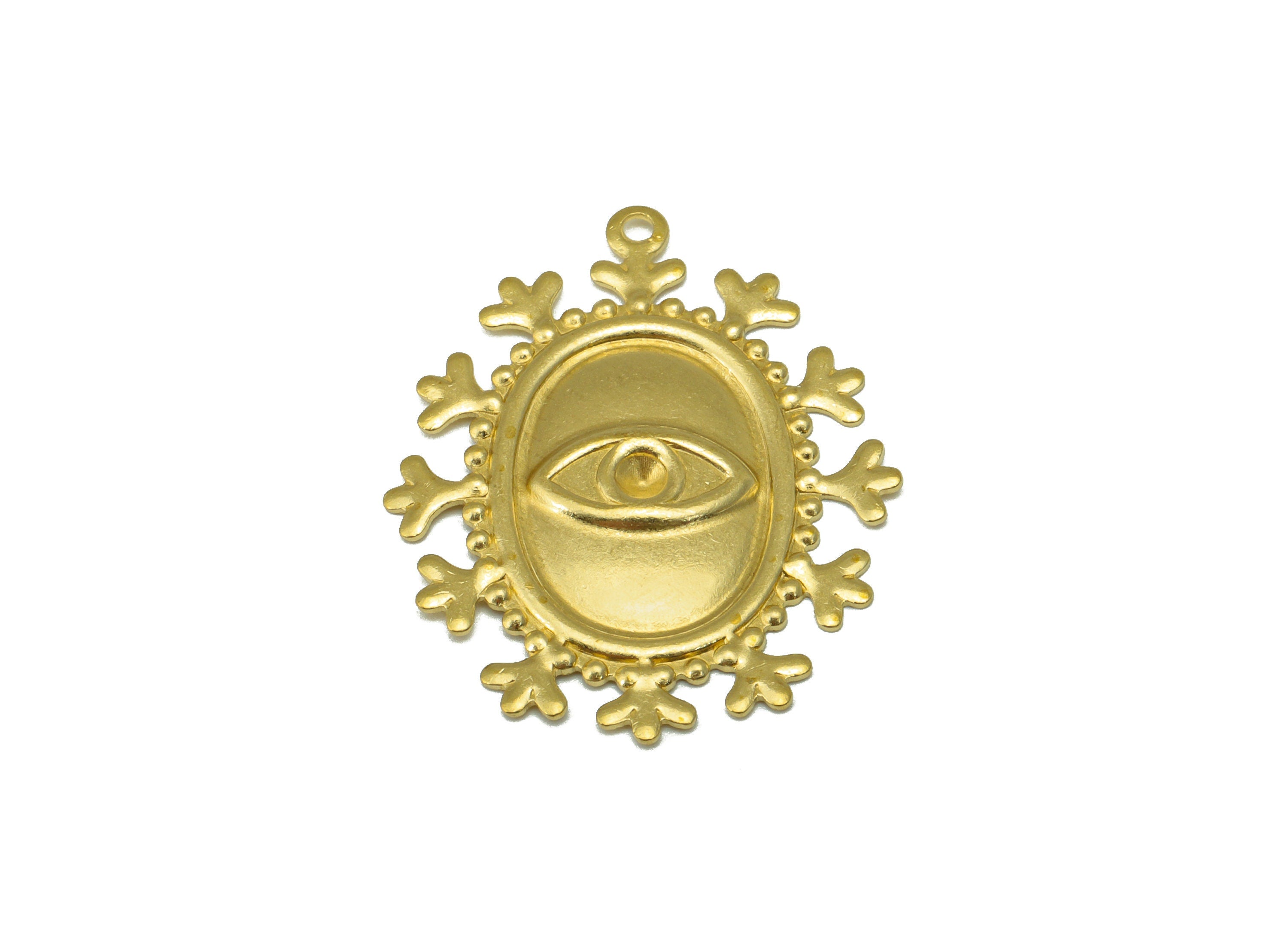 Brass Ellipse Earring Charms - Raw Brass Eye Charm - Brass Lace Charm - Jewelry Making Supplies - 30.78 x 24.96 x 0.78mm- PP8197 - DOMEDBAZAAR