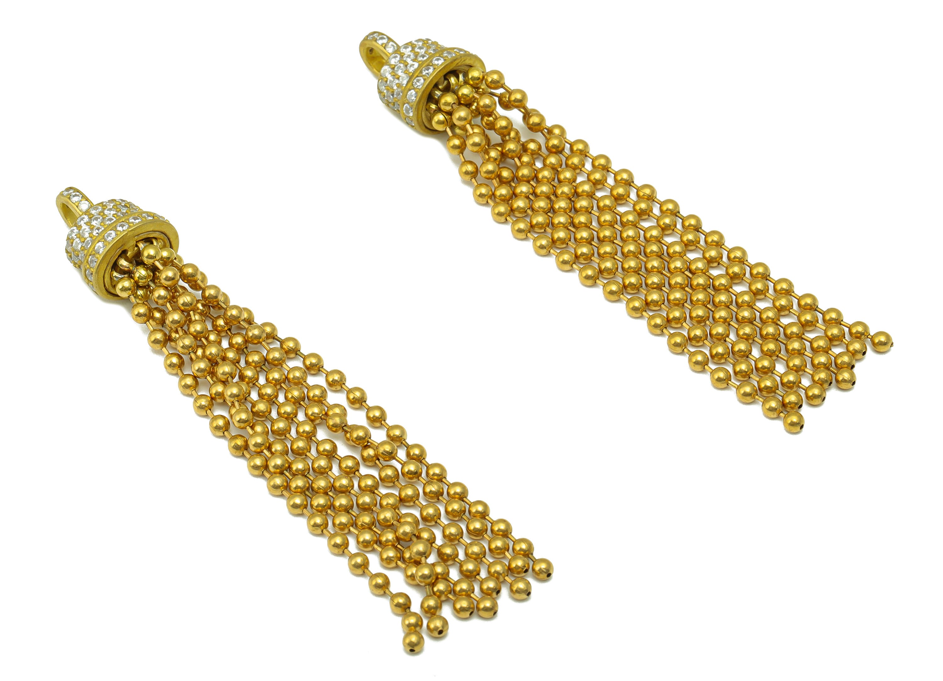 Brass Tassel Bead Charm - Brass Cubic Zirconia Charm - Bell Ring Earring Charm - For Necklace - CZ Charm - 76.03 x 11.62 x 7.82mm- PP8408 - DOMEDBAZAAR