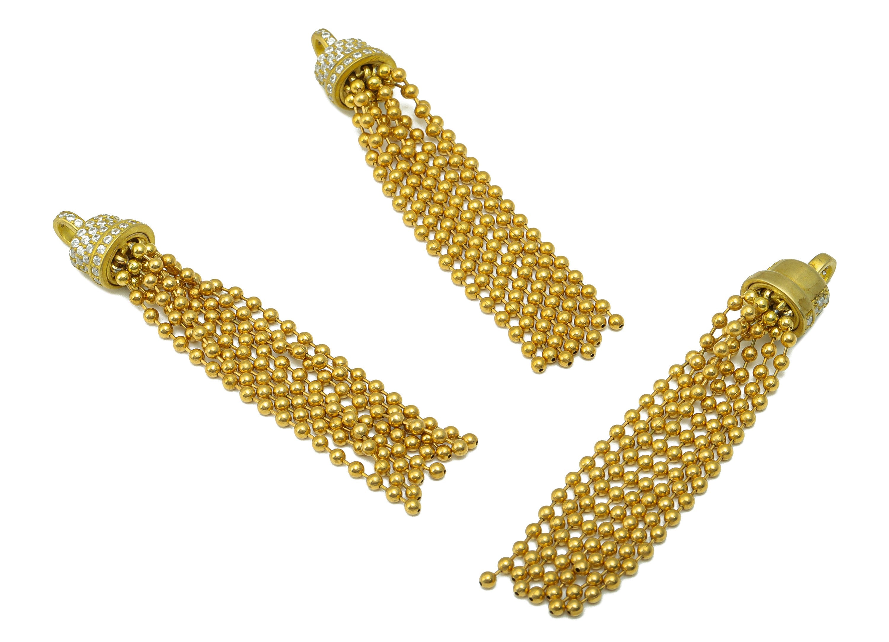 Brass Tassel Bead Charm - Brass Cubic Zirconia Charm - Bell Ring Earring Charm - For Necklace - CZ Charm - 76.03 x 11.62 x 7.82mm- PP8408 - DOMEDBAZAAR