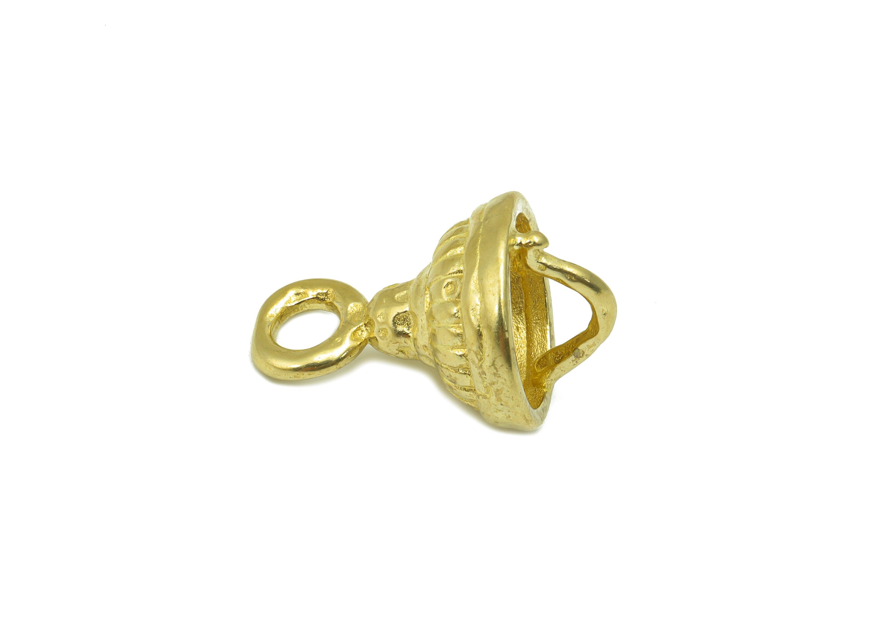 Brass Bell Earring Charm - Raw Brass Clock Ring Charm For Pendant - Cubic Bell - Jewelry Making - 24 x15x1.55mm-PP8429 - DOMEDBAZAAR