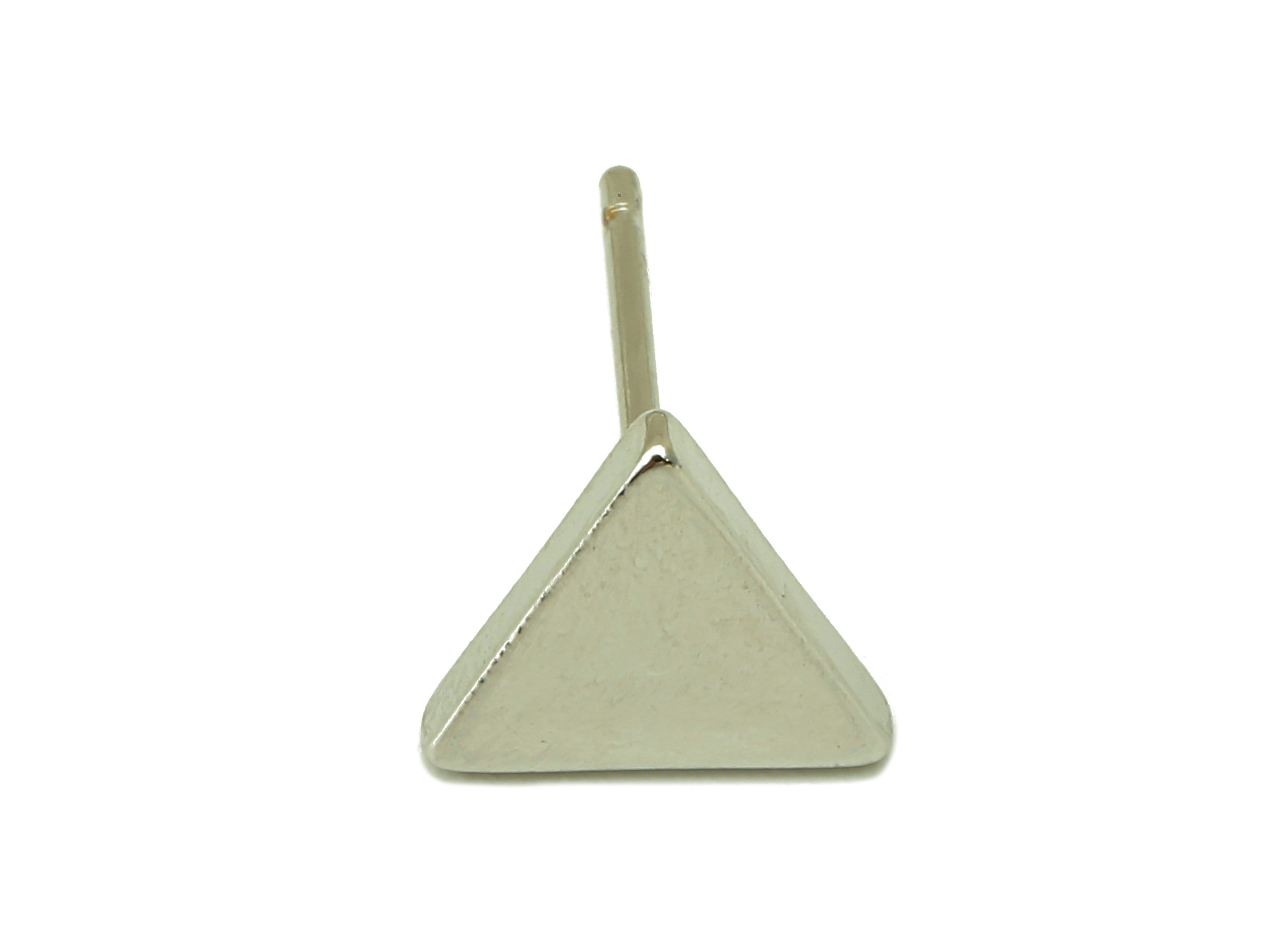 Silver Mini Triangle Earring Stud - Regular Triangle Earring - Geometric Equilateral Post- 18K Real White Gold Plated - 8x9x1.5mm-RGP5925S - DOMEDBAZAAR