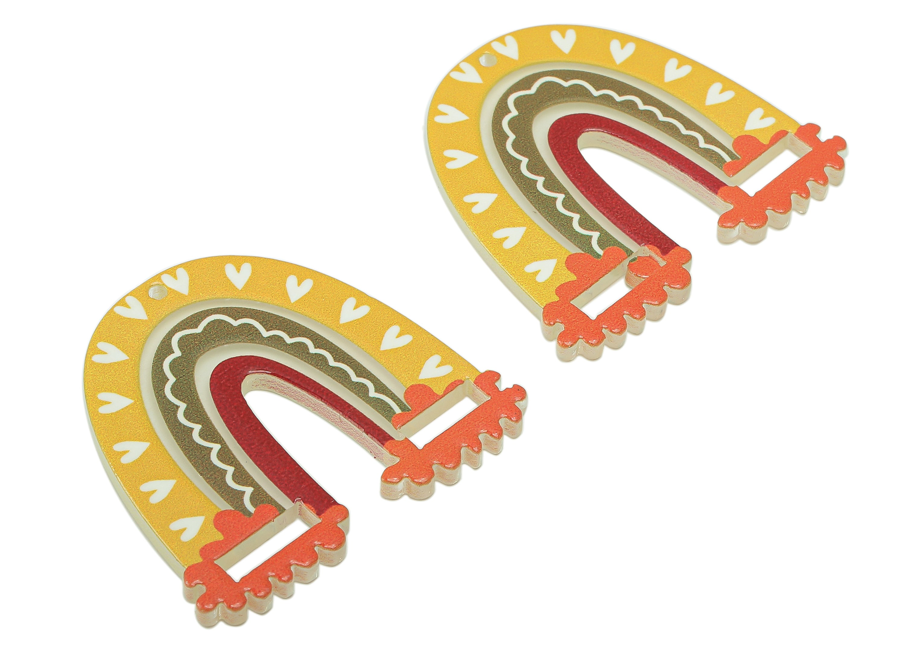 Acrylic Rainbow Pendant - Acrylic Rainbow Earring Charms - Earring Findings - Jewelry Making Supplies - 35.11 x 38.54 x 2.81mm - AC2588E - DOMEDBAZAAR