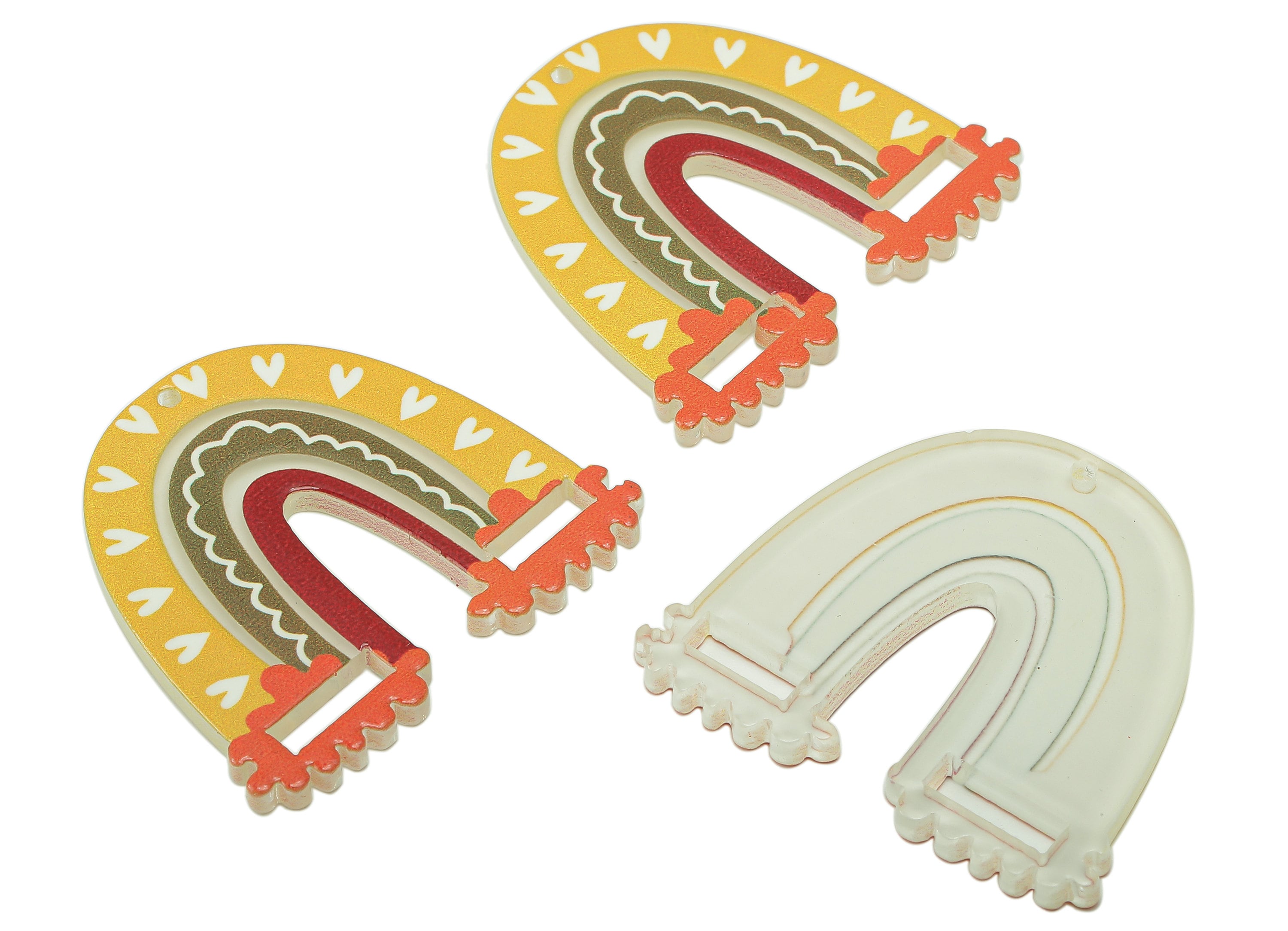 Acrylic Rainbow Pendant - Acrylic Rainbow Earring Charms - Earring Findings - Jewelry Making Supplies - 35.11 x 38.54 x 2.81mm - AC2588E - DOMEDBAZAAR