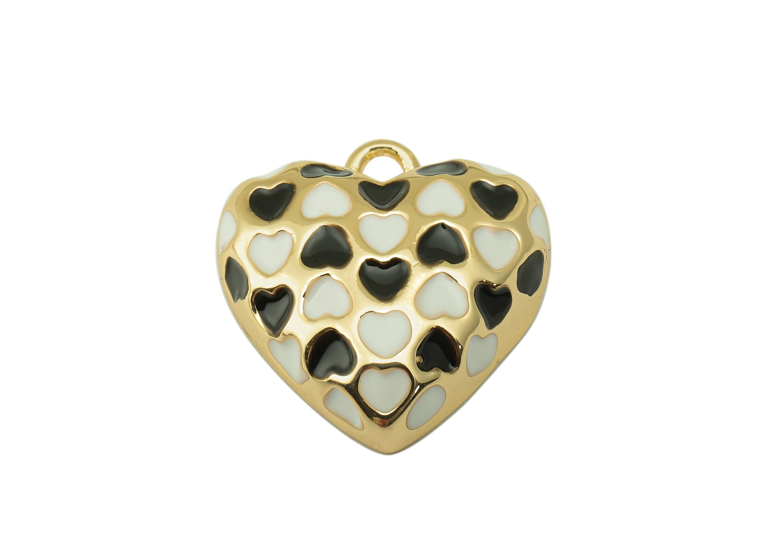 Brass Heart Earring Charm - Brass Heart Pendant - Heart Enamel Earrings - 18k Genuine Gold Plated Brass-Jewelry Making-18.22x17x2-RGP6598 - DOMEDBAZAAR
