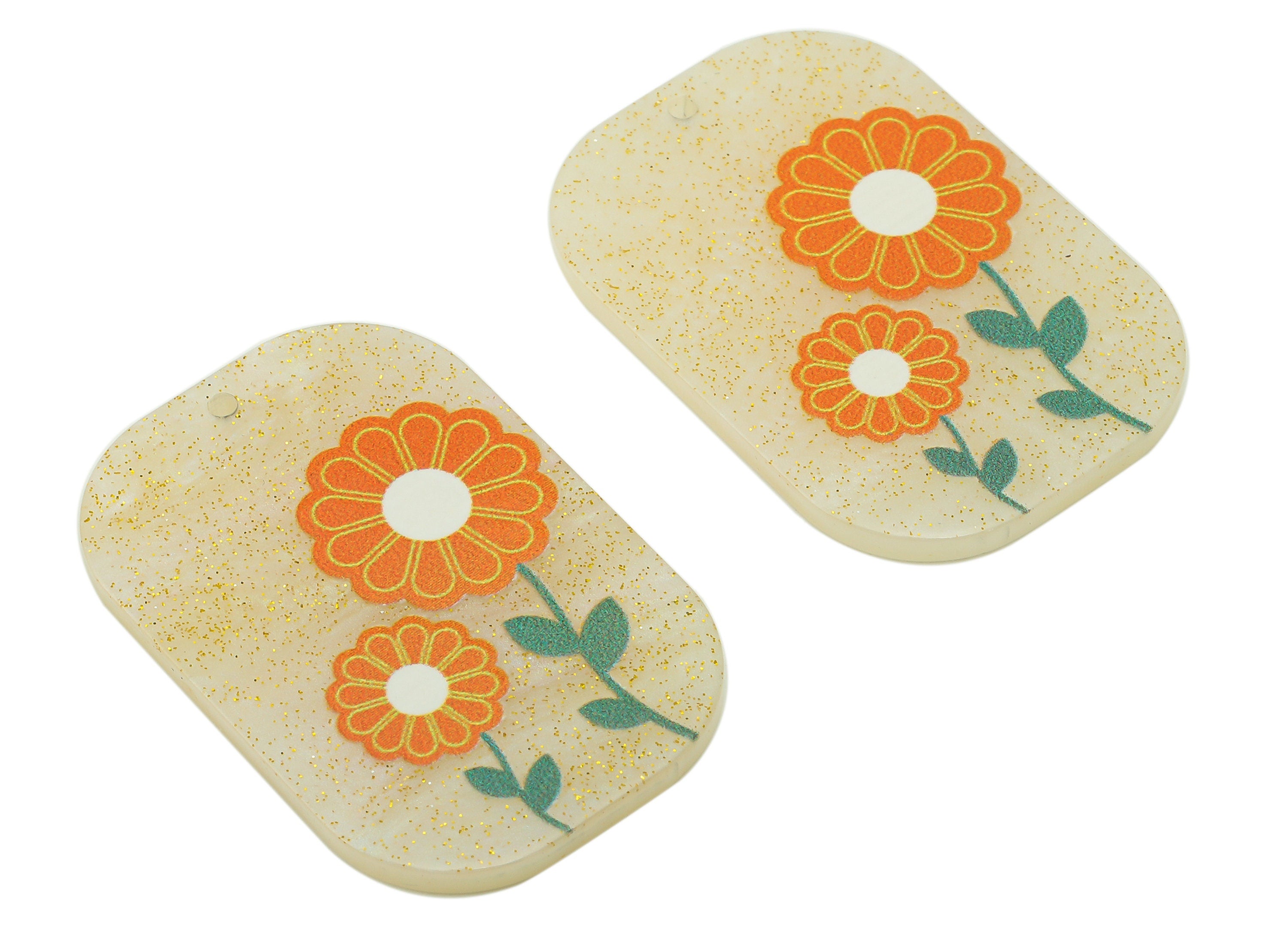 Rectangle Acrylic Charm - Sunflower Pendant Charm – Rectangle Flower Earring Charm – DIY Jewelry Making Supplies - 38.9x 26x 2.2mm - AC2597 - DOMEDBAZAAR