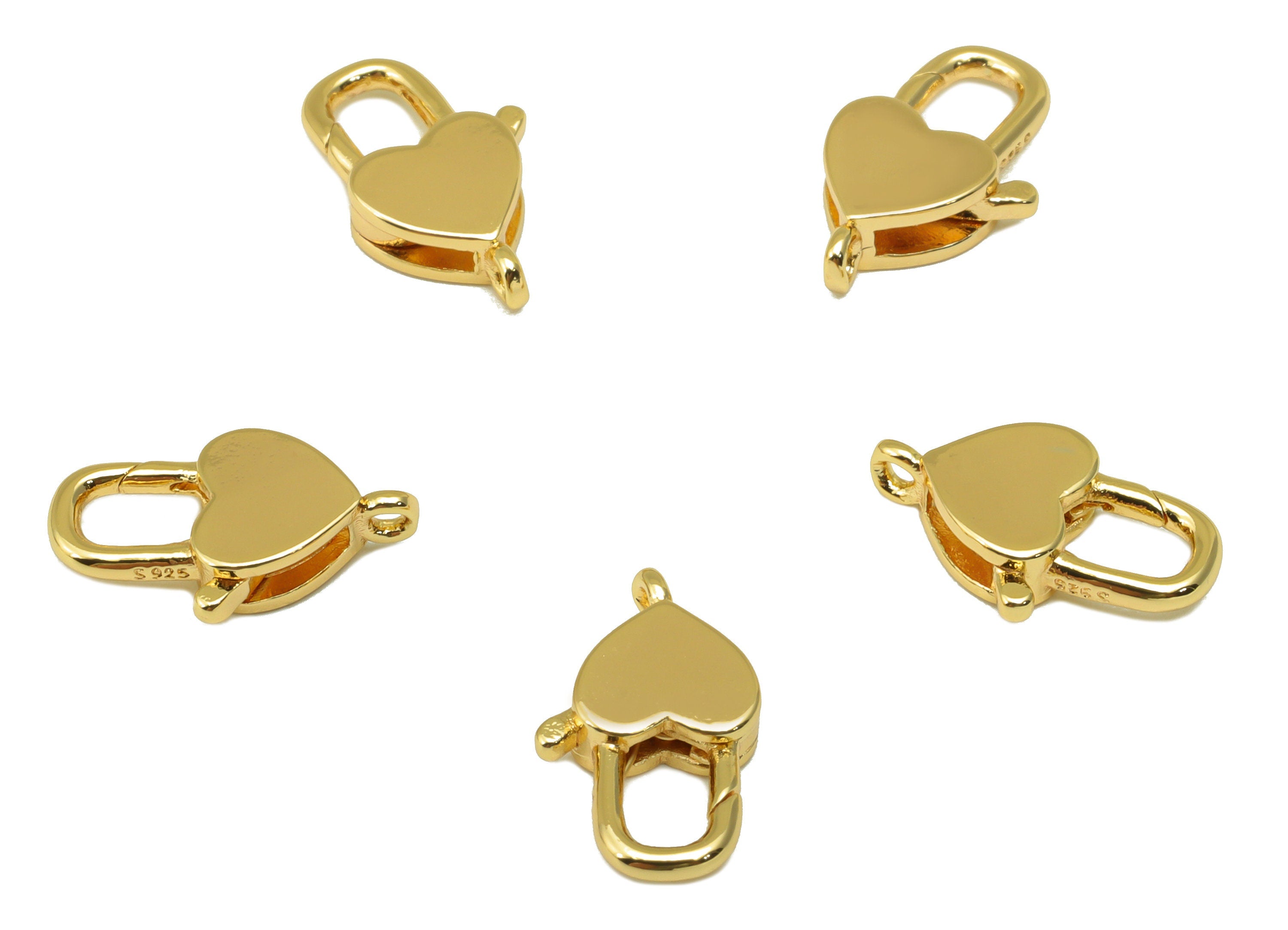 Brass Lobster Clasp - Brass Heart Clasp - Mini Heart Clasp - For Necklace - For Bracelet - jewelry supplies- 13.23 x 8.18 x 3.05mm - PP8541 - DOMEDBAZAAR