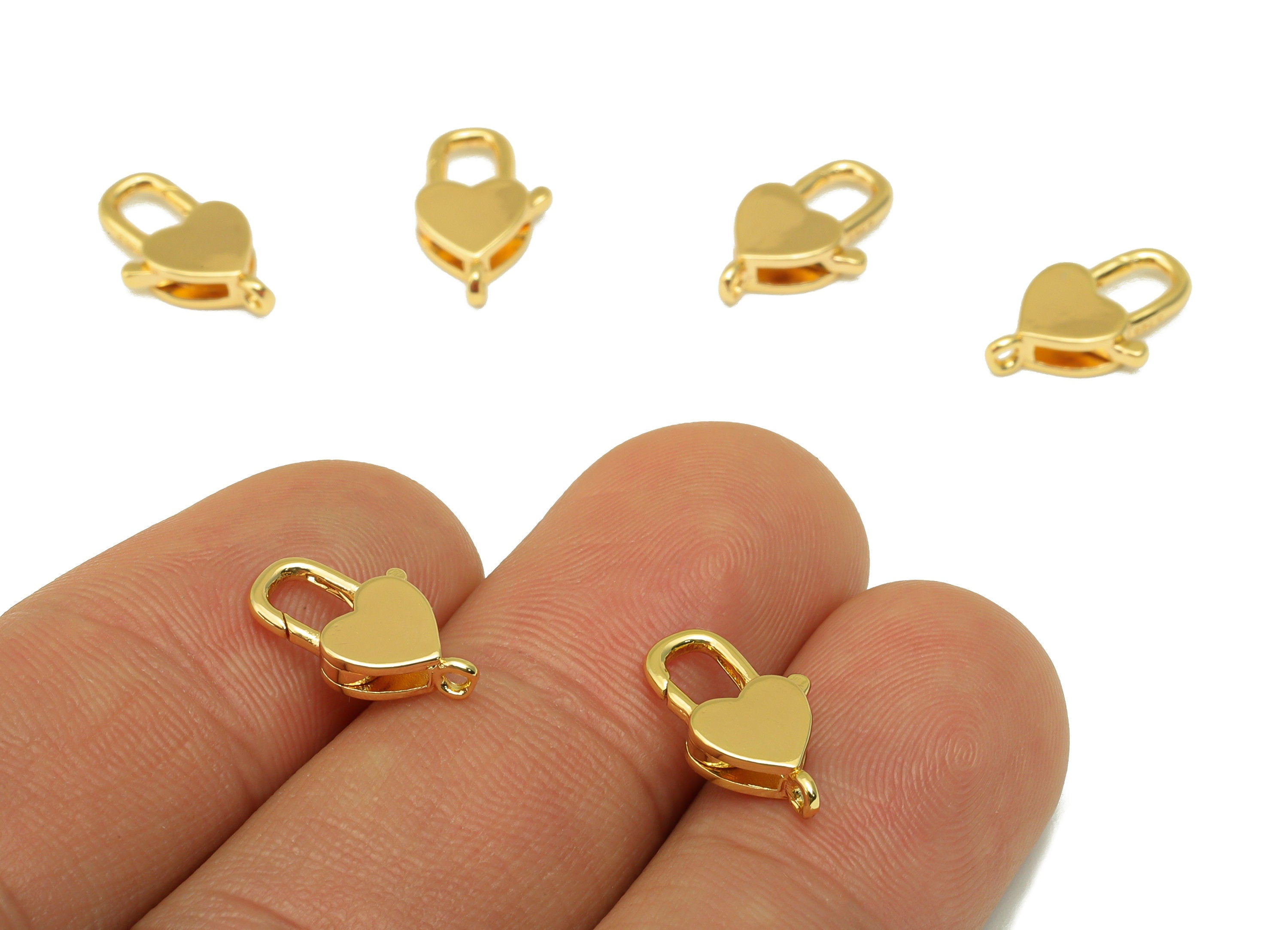 Brass Lobster Clasp - Brass Heart Clasp - Mini Heart Clasp - For Necklace - For Bracelet - jewelry supplies- 13.23 x 8.18 x 3.05mm - PP8541 - DOMEDBAZAAR