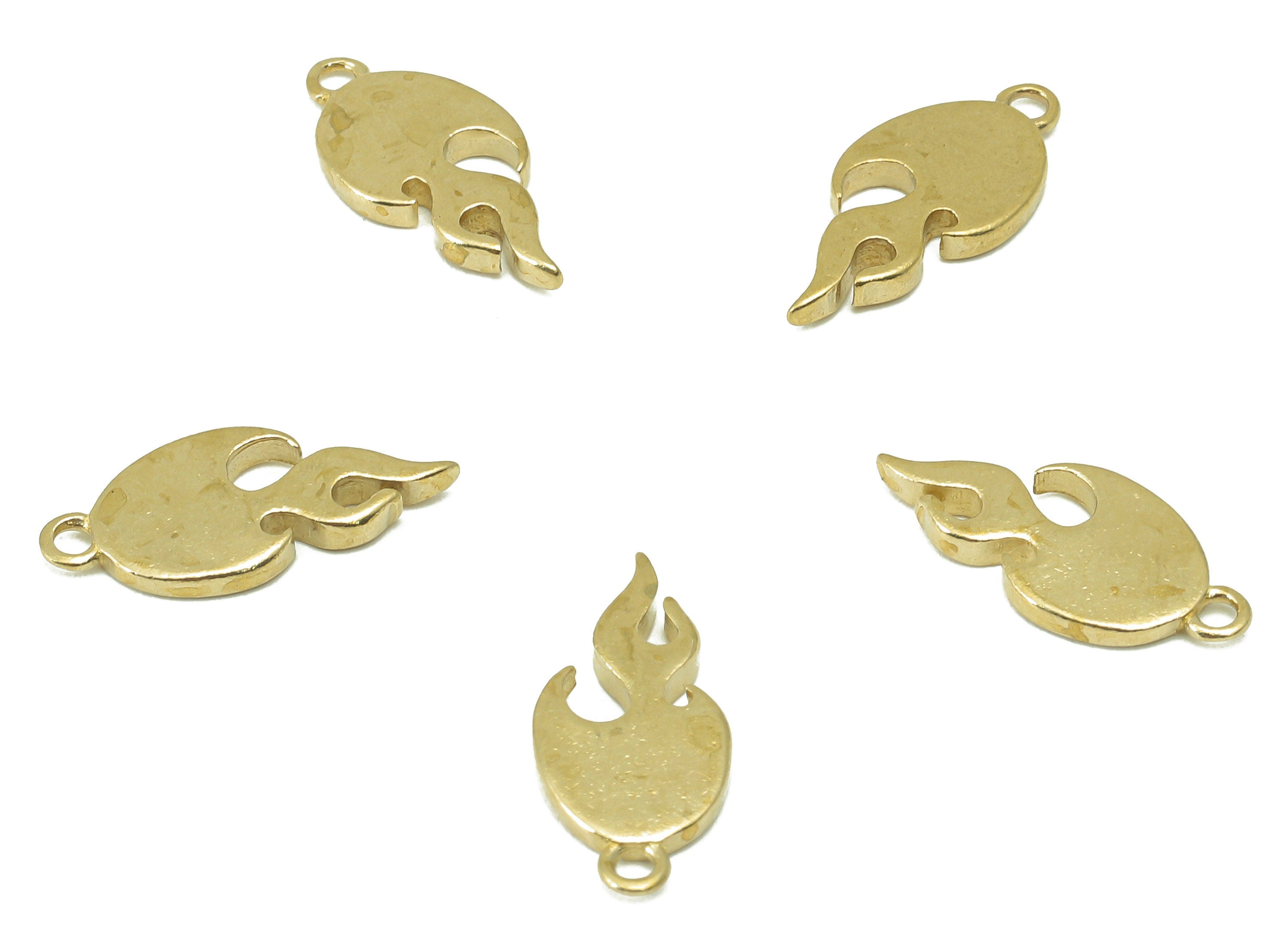 Brass Textured Flame Earring Charm- Brass Fireball Pendant - Burn Earring Pendant-For Jewelry supplies-16 x 7x 1.49mm-PP8351 - DOMEDBAZAAR