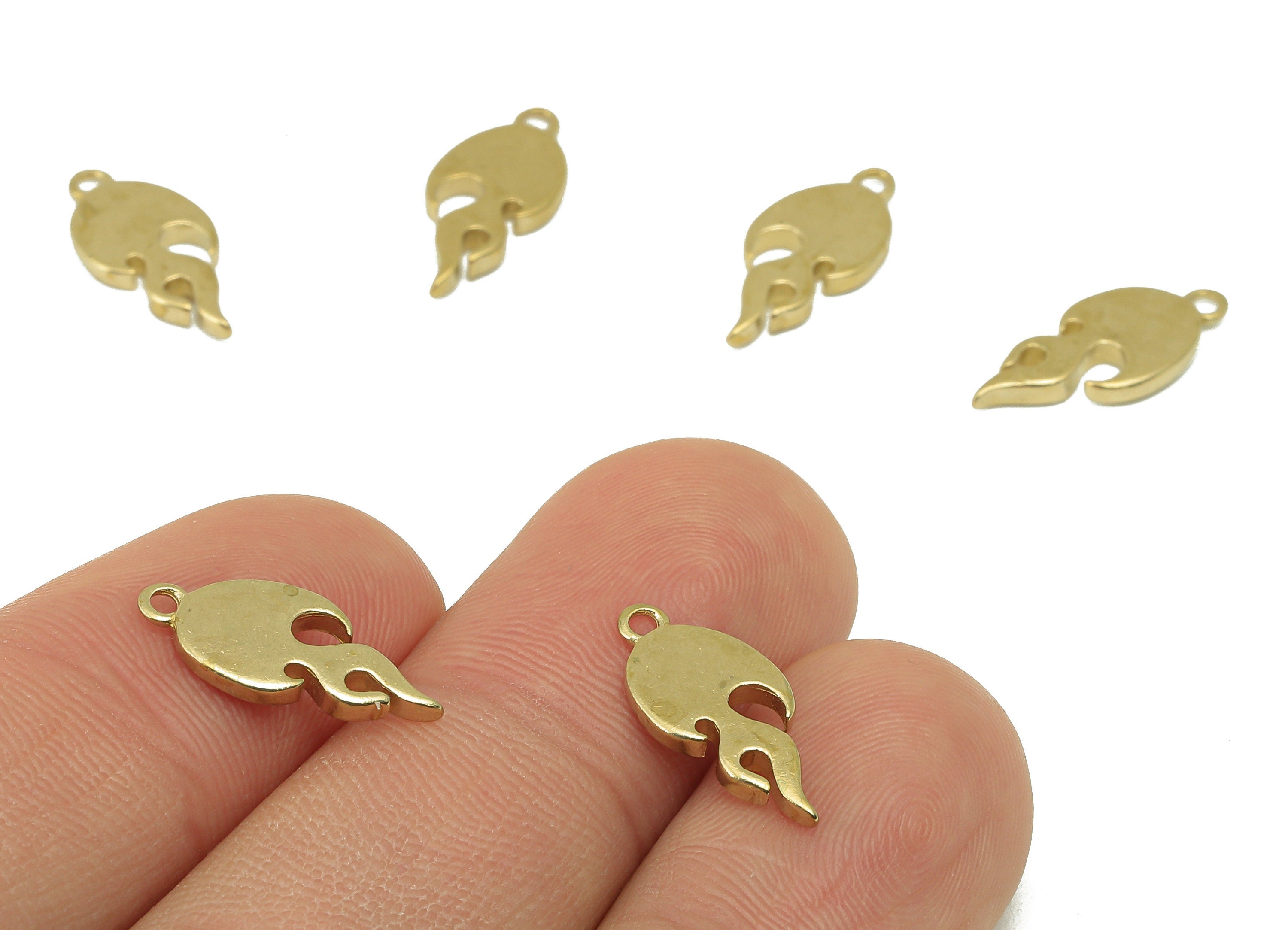 Brass Textured Flame Earring Charm- Brass Fireball Pendant - Burn Earring Pendant-For Jewelry supplies-16 x 7x 1.49mm-PP8351 - DOMEDBAZAAR