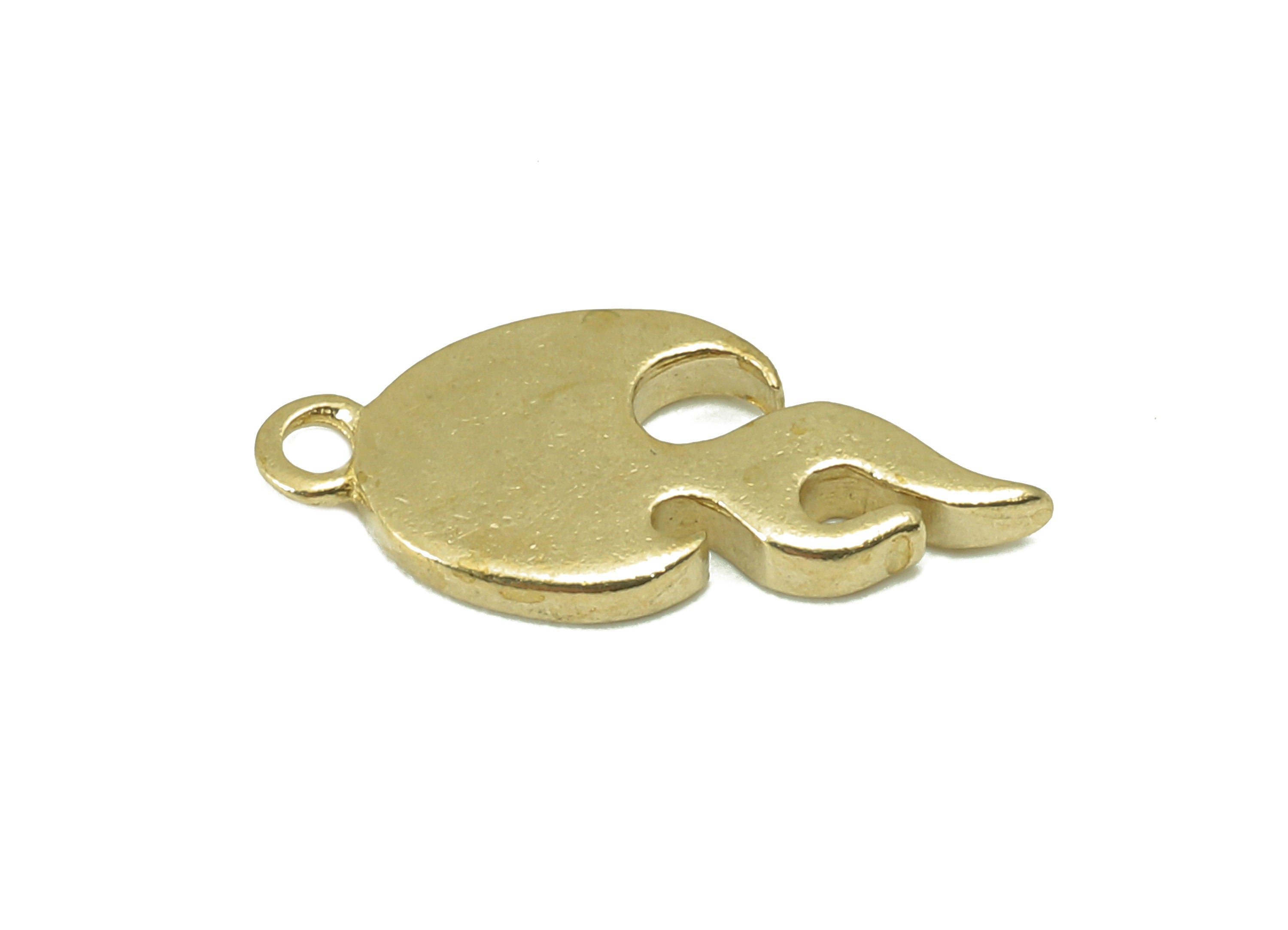 Brass Textured Flame Earring Charm- Brass Fireball Pendant - Burn Earring Pendant-For Jewelry supplies-16 x 7x 1.49mm-PP8351 - DOMEDBAZAAR