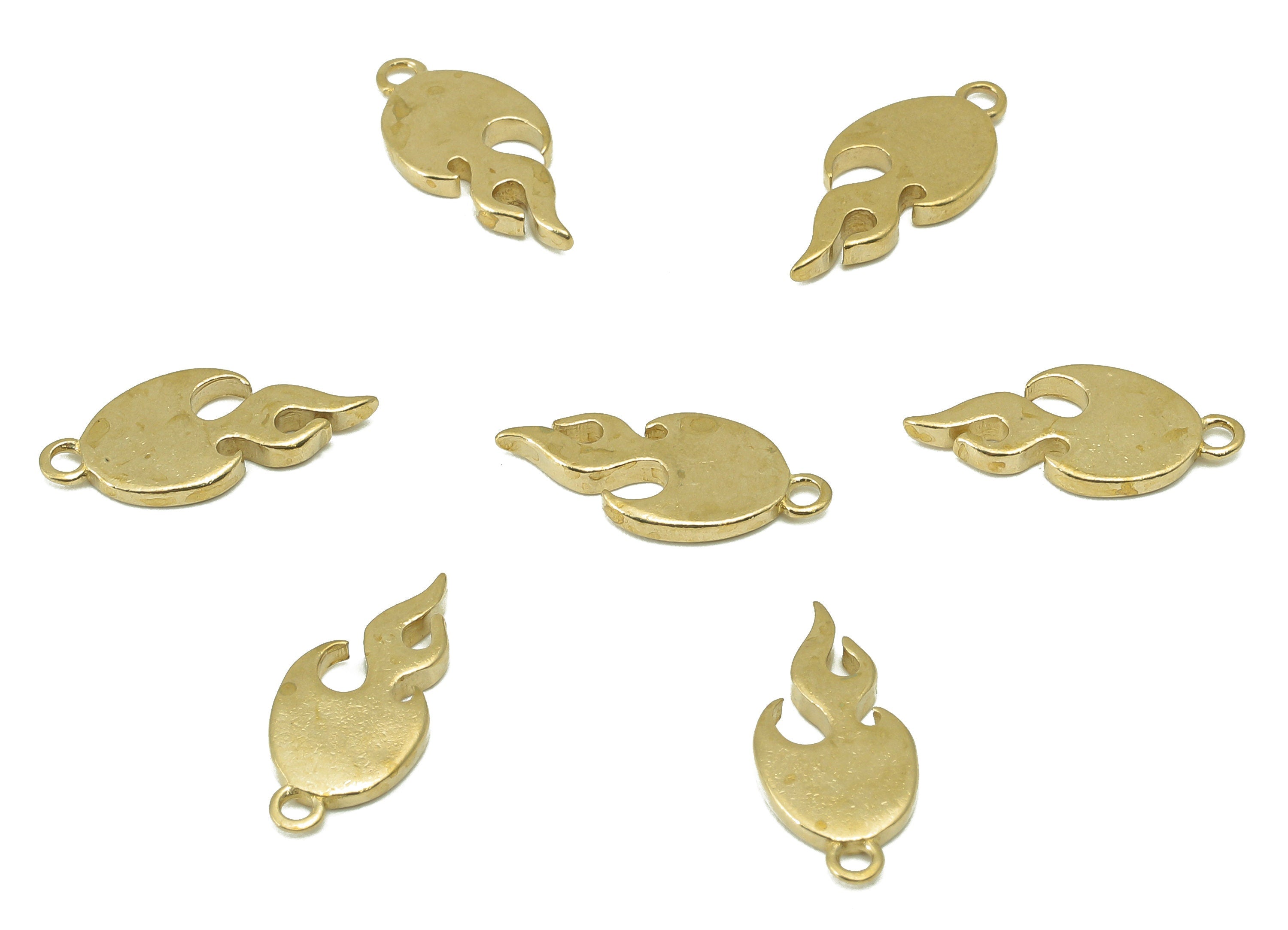 Brass Textured Flame Earring Charm- Brass Fireball Pendant - Burn Earring Pendant-For Jewelry supplies-16 x 7x 1.49mm-PP8351 - DOMEDBAZAAR