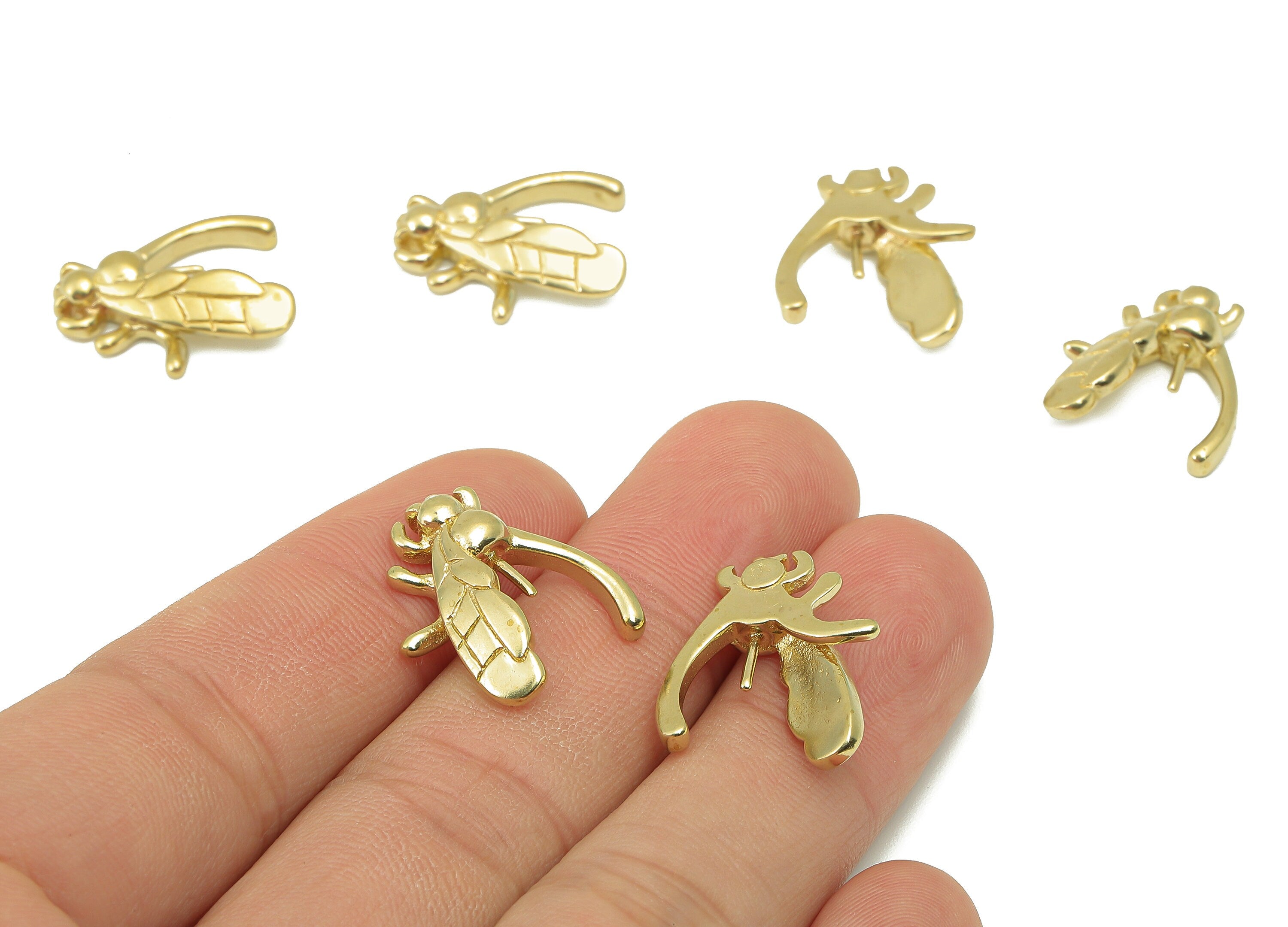 Brass Fly Insect Charms - Raw Brass Insect Charm -DIY For Jewelry Making-19 x 17 x4.25mm- PP8266 - DOMEDBAZAAR