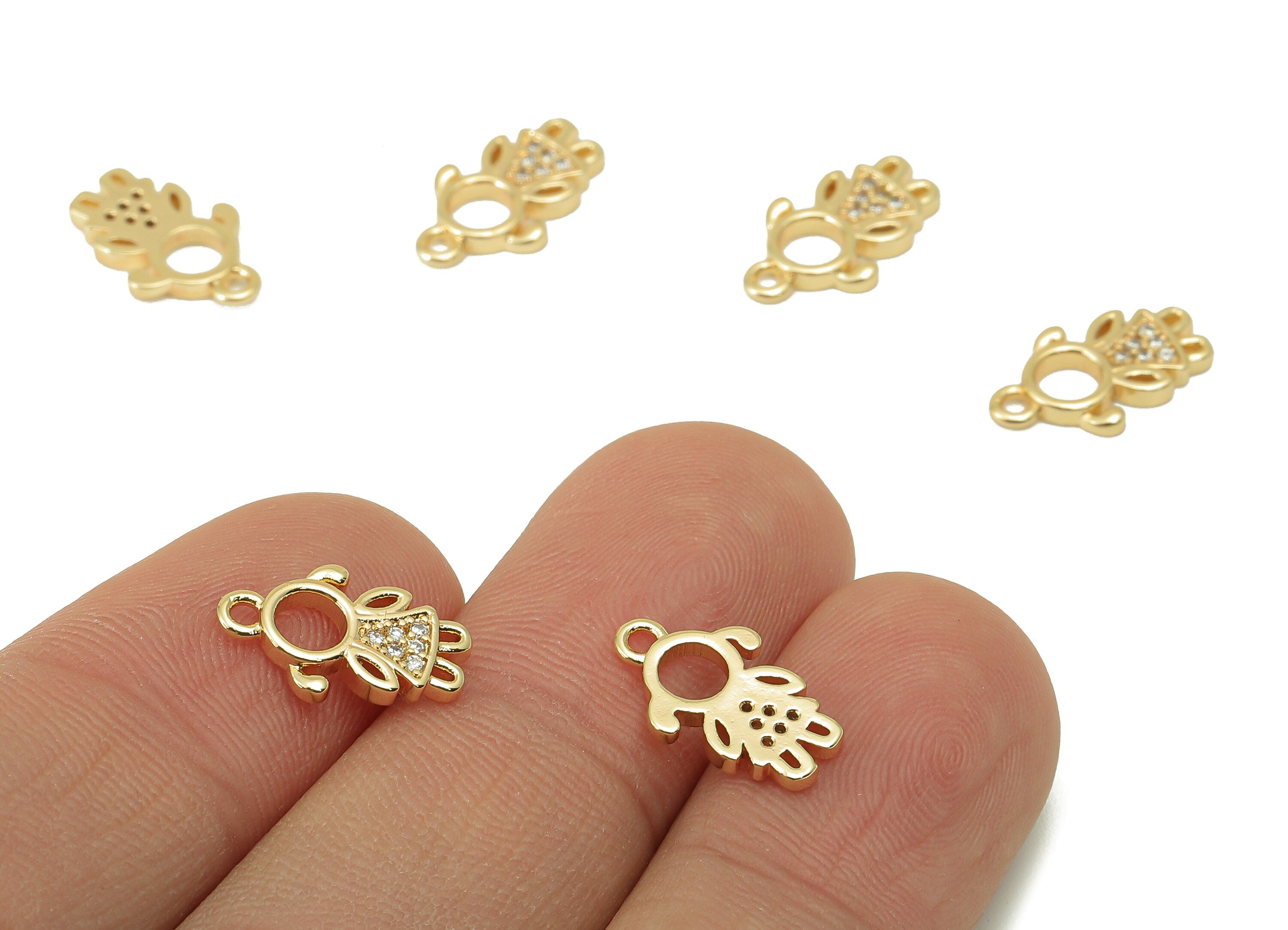 Brass Baby Earring Charm - Brass Baby Girl CZ Charm - Cubic zirconia Baby Pendant -DIY Finding - 18K Real Gold Plated -13x9x 1.54mm- RGP5964 - DOMEDBAZAAR