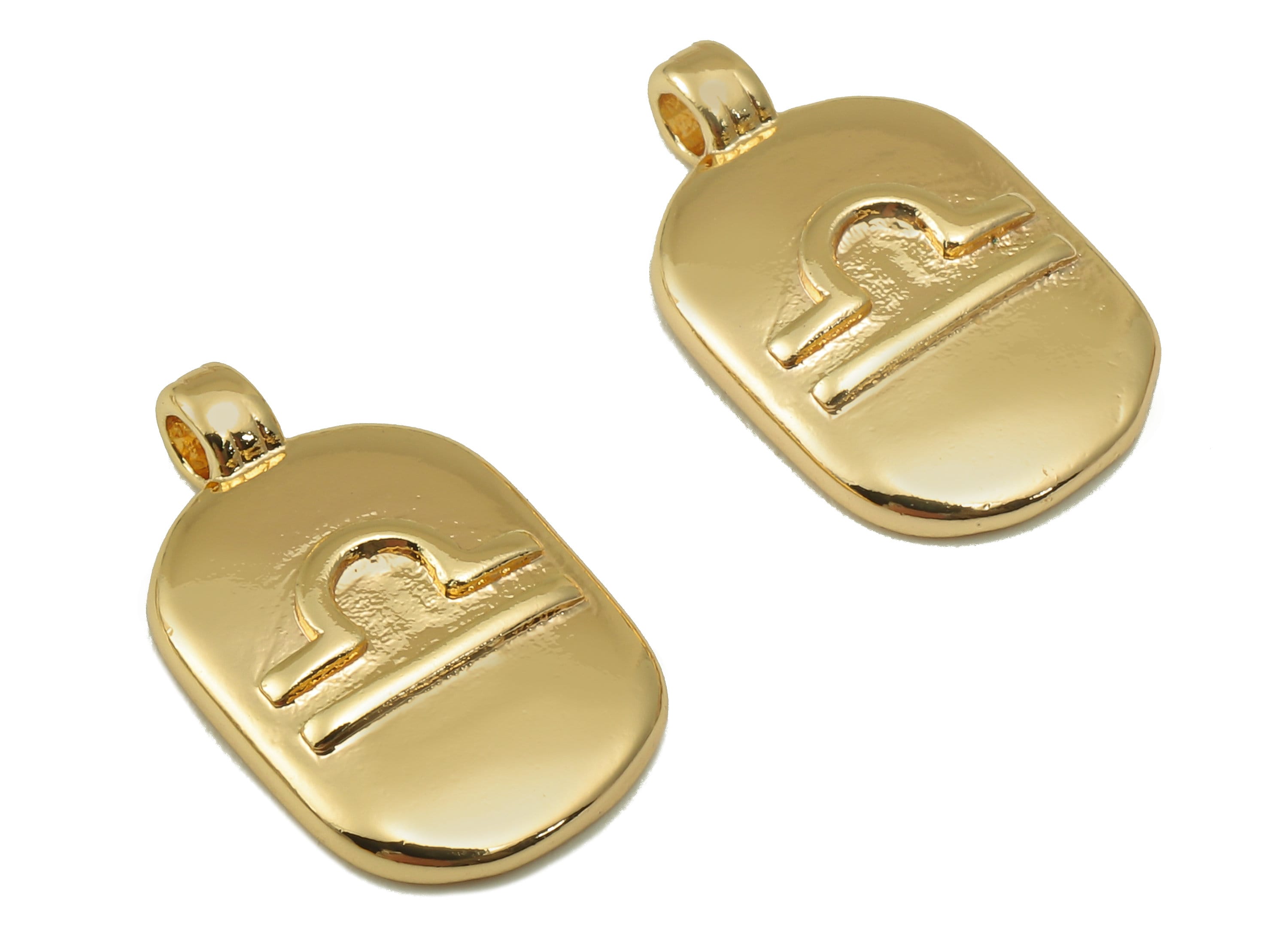 Brass Oval Earring Charm - Brass Constellation Earring -Textured Oval Libra Pendant-18K Real Gold Plated-JewelryMaking-18x11x3mm-RGP6669G - DOMEDBAZAAR