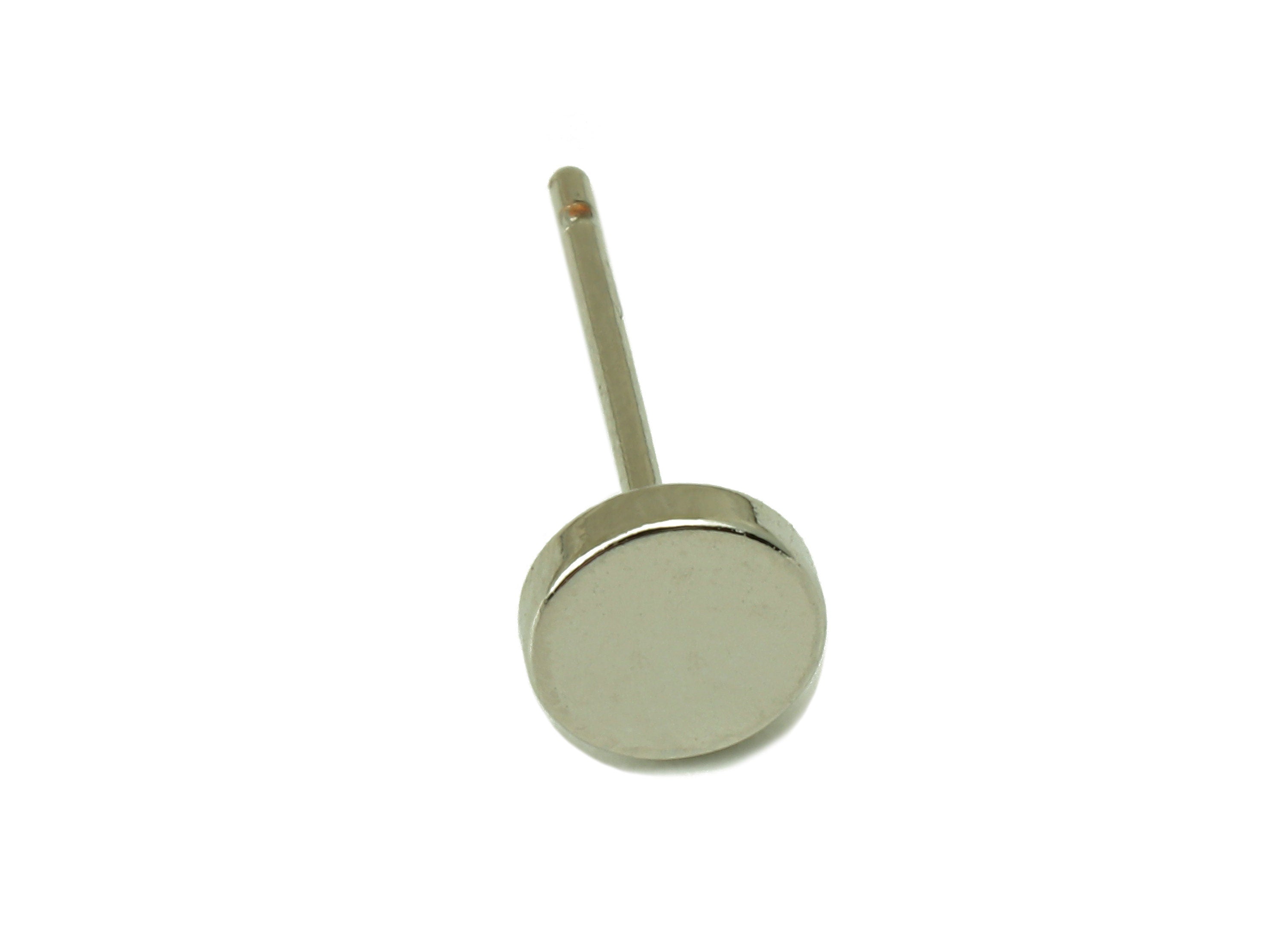 Silver Round Earring Stud - Smooth Round Earring Post - Cute Circle Stud Earrings- 18K Real White Gold Plated - 6x6x1.5mm- RGP5932S - DOMEDBAZAAR