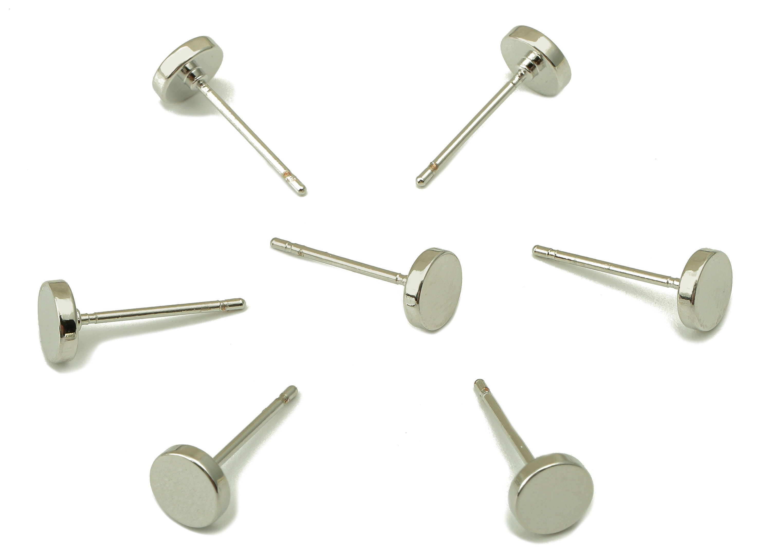 Silver Round Earring Stud - Smooth Round Earring Post - Cute Circle Stud Earrings- 18K Real White Gold Plated - 6x6x1.5mm- RGP5932S - DOMEDBAZAAR