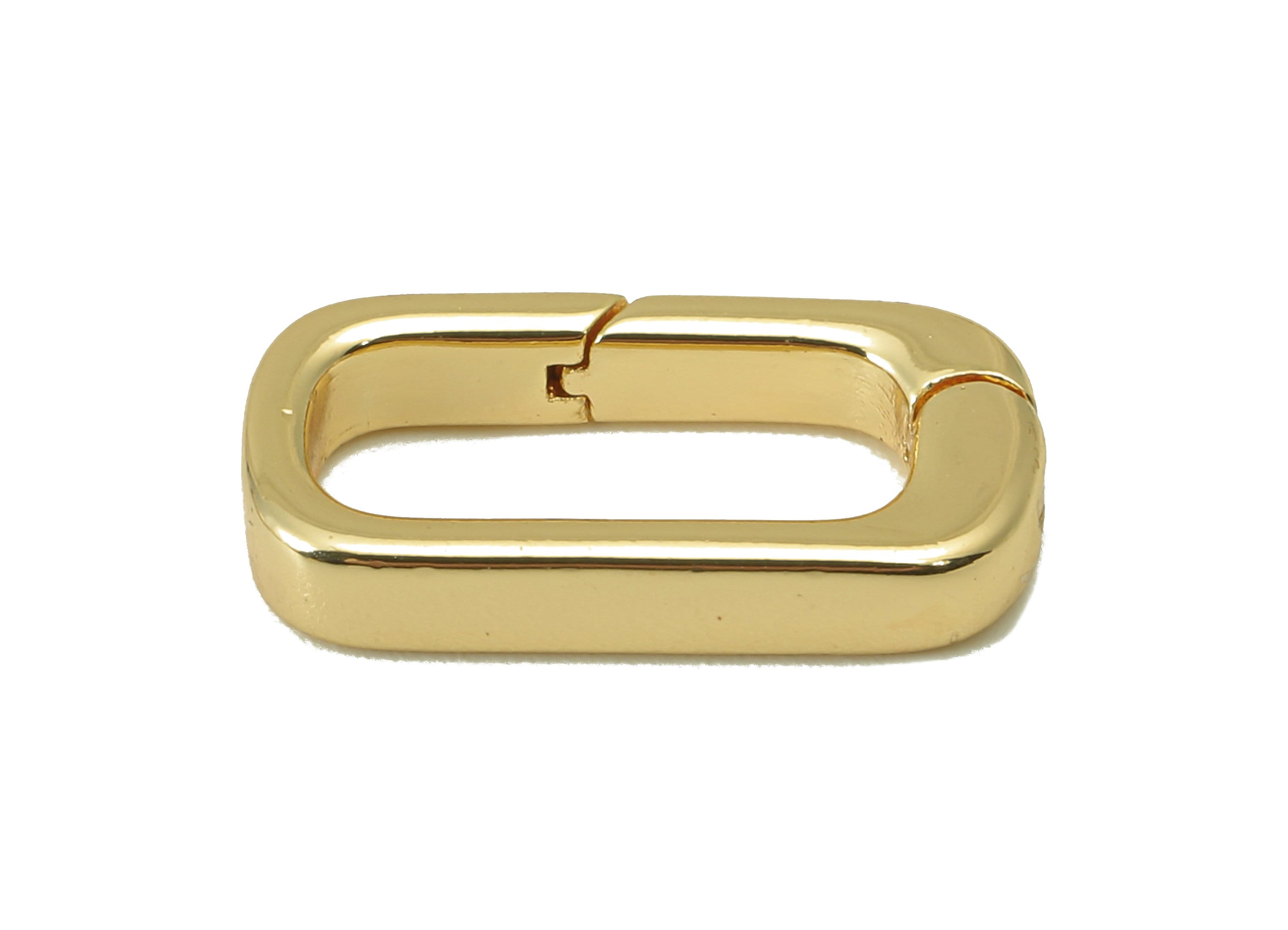 Brass Oval Rectangle Clasp - Brass Thick Hoop Clasp - Brass Hoop Clasp- 18K Real Gold Plated -Jewelry Making - 16.4x8.25x1.49mm- RGP5996 - DOMEDBAZAAR