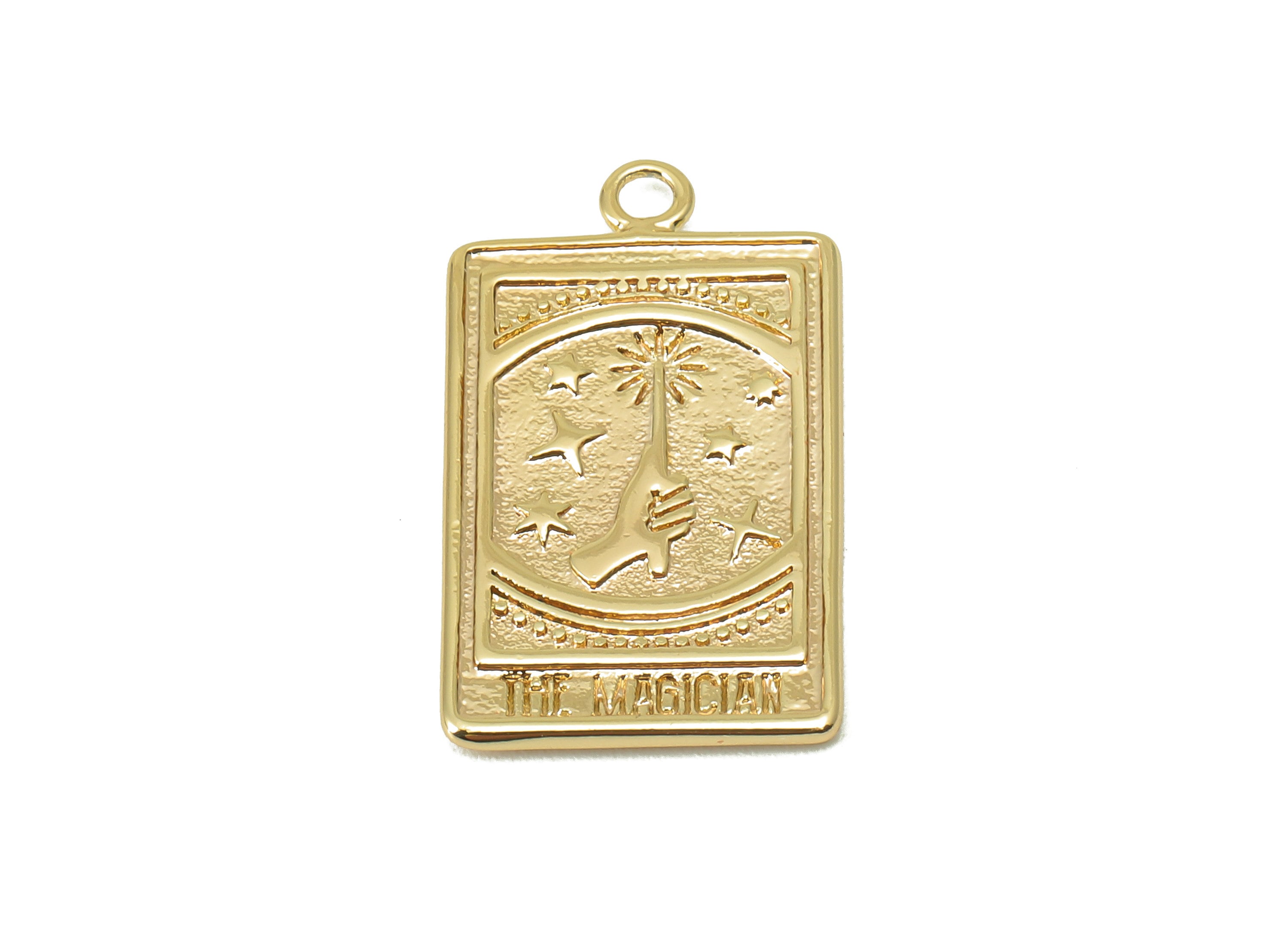 Brass Rectangle Earring Charm - Brass Textured Magic Charm - Magic Stick Pendant - For Necklace - 18K Real Gold Plated -24x19x3mm- RGP6030 - DOMEDBAZAAR