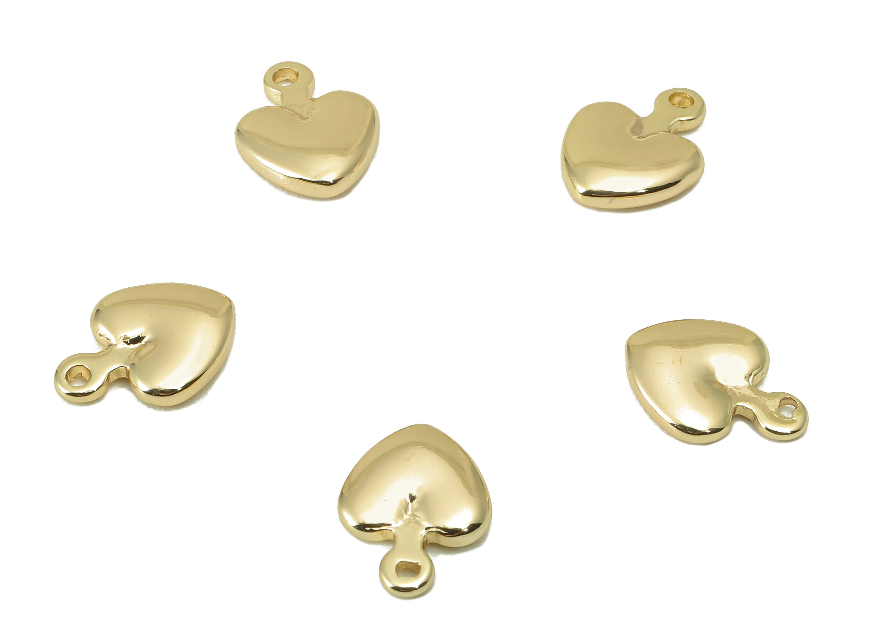 Brass Heart Spacer Bead -Brass Cubic Heart Charm -Brass Semi Heart Pendant- For Necklace - 18K Real Gold Plated - 8.9x6.66x 1.92mm-RGP6048 - DOMEDBAZAAR