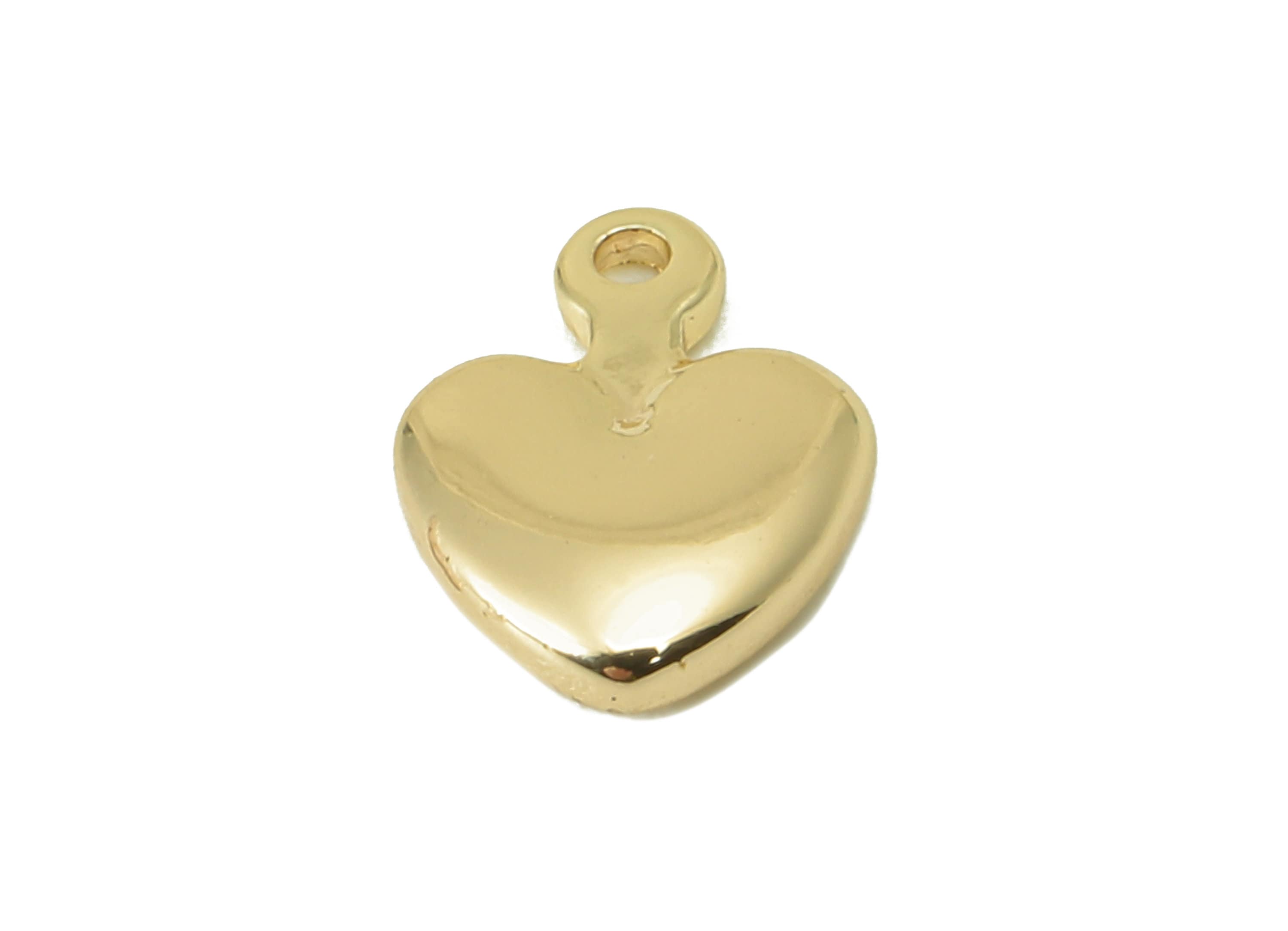 Brass Heart Spacer Bead -Brass Cubic Heart Charm -Brass Semi Heart Pendant- For Necklace - 18K Real Gold Plated - 8.9x6.66x 1.92mm-RGP6048 - DOMEDBAZAAR
