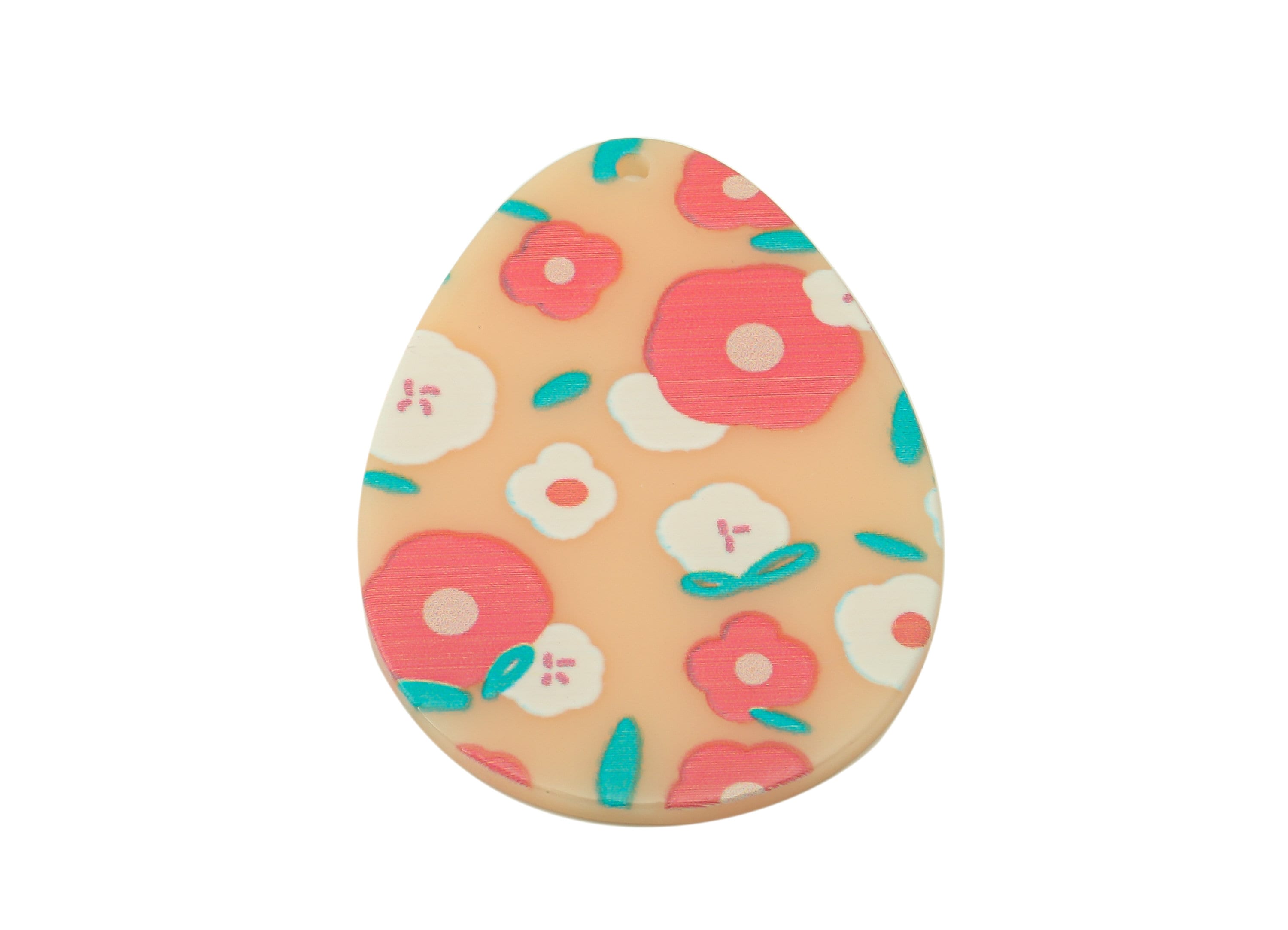 Acrylic Summer Charm - Teardrop Flower Pendant - Acrylic Pink Earring Charm - DIY Jewelry Making Supplies - 42.66 x 31.3 x 1.79mm - AC2601 - DOMEDBAZAAR