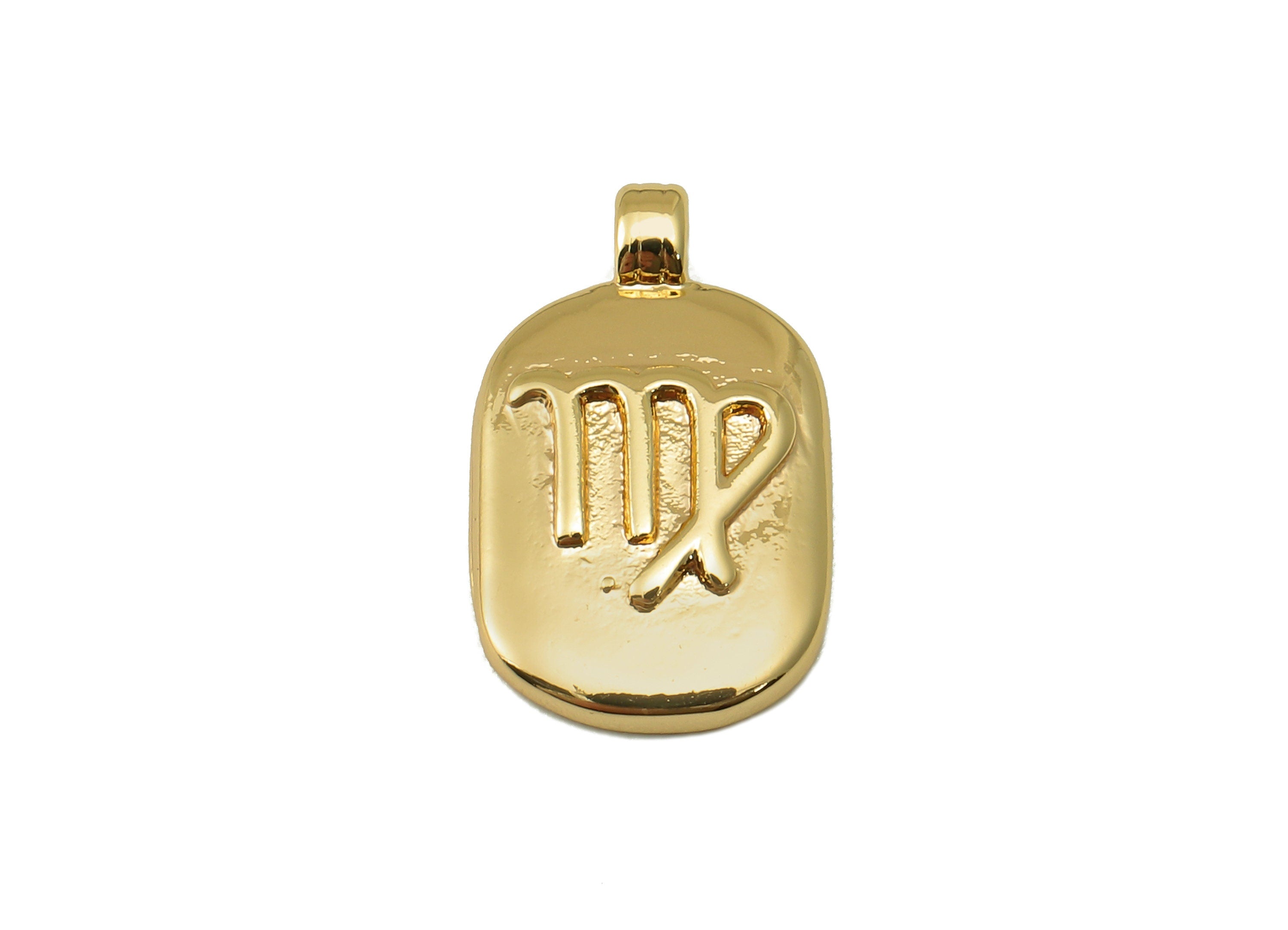 Brass Ellipse Earring Charm - Brass Constellation Earring - Textured Oval Virgo Pendant - For Necklace -Jewelry making-18x11x2.7mm-RGP6669F - DOMEDBAZAAR