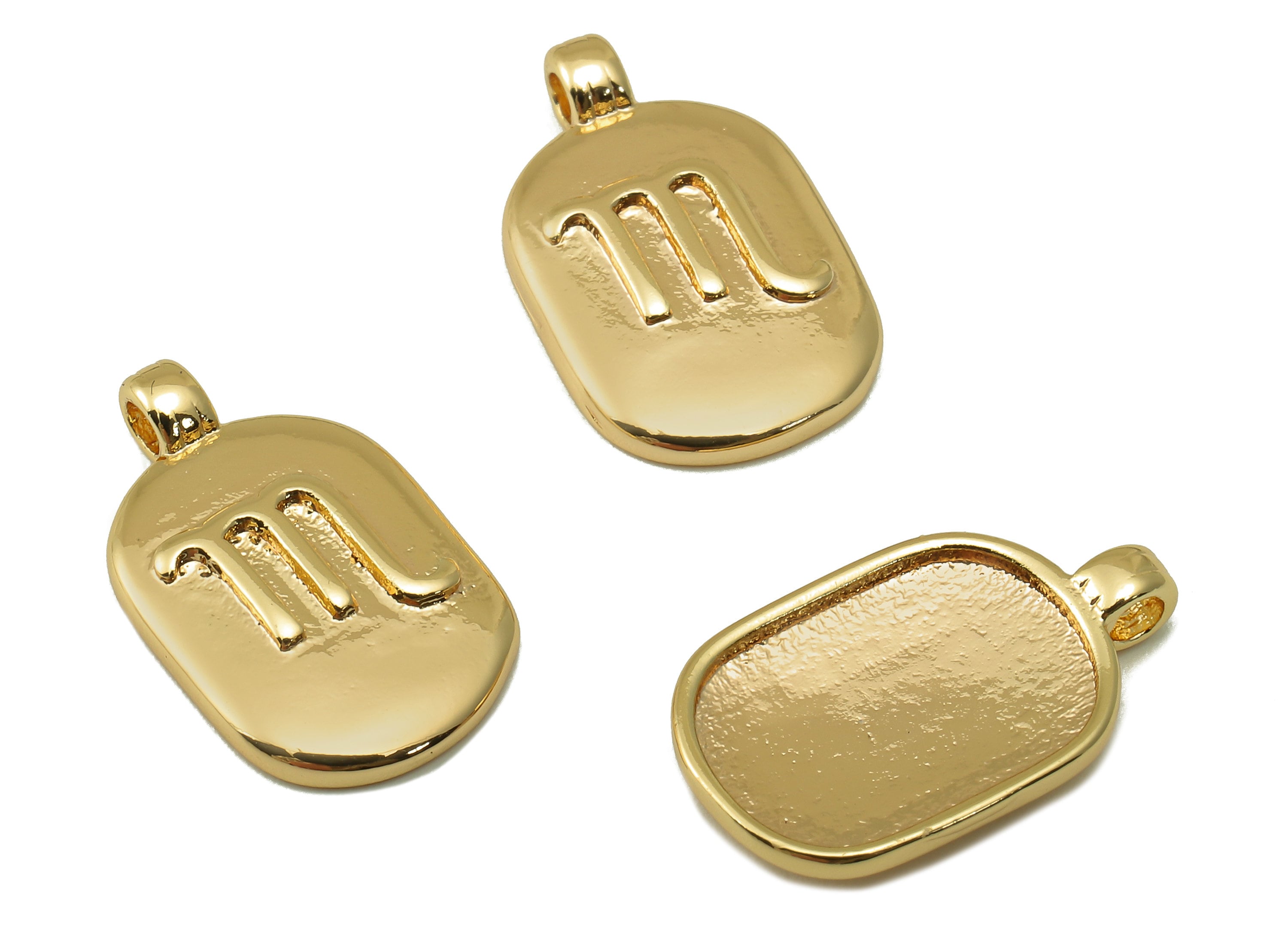 Brass Ellipse Earring Charm - Brass Constellation Earring - Textured Oval Scorpio Pendant - For Necklace-Jewelry Making-18x11x2.7mm-RGP6669J - DOMEDBAZAAR