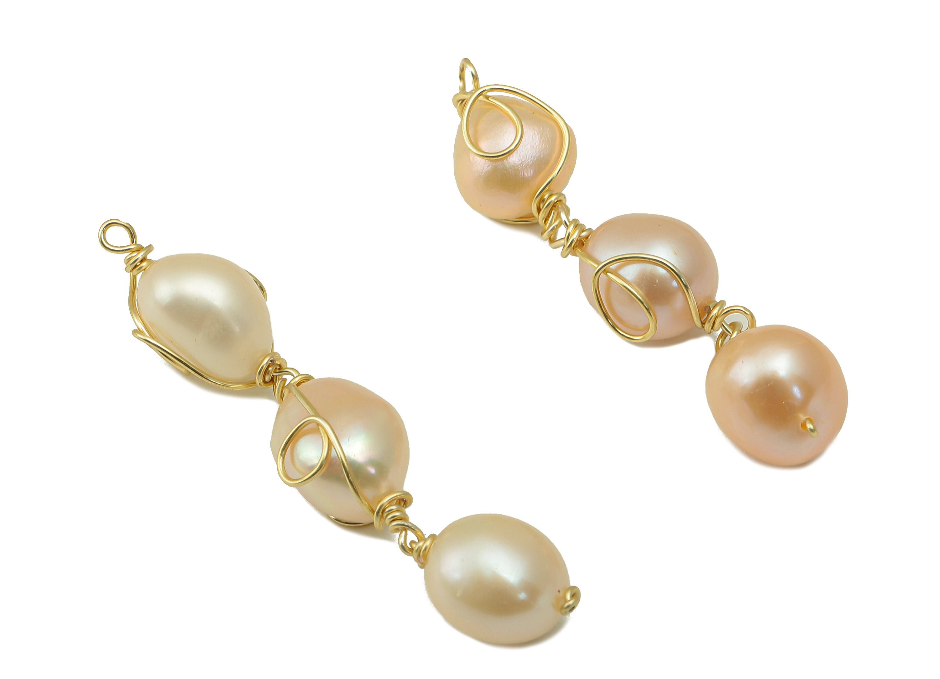 Pearl Earring Charm - White mother of pearl Connector - Hanging Pearl Earring Charm - Natural Stone - Gold Tone Plated -47.8x8.26x9mm-NS1904 - DOMEDBAZAAR