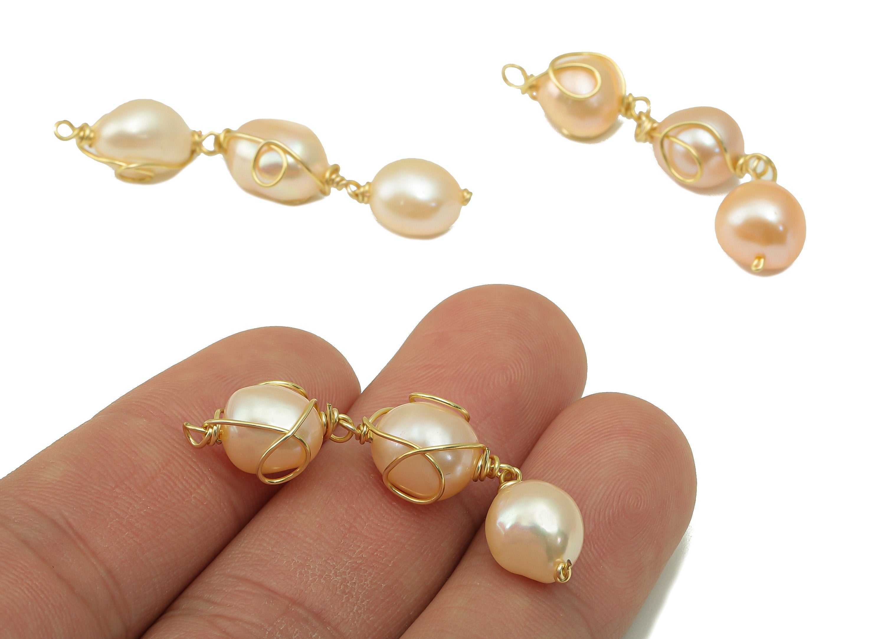 Pearl Earring Charm - White mother of pearl Connector - Hanging Pearl Earring Charm - Natural Stone - Gold Tone Plated -47.8x8.26x9mm-NS1904 - DOMEDBAZAAR