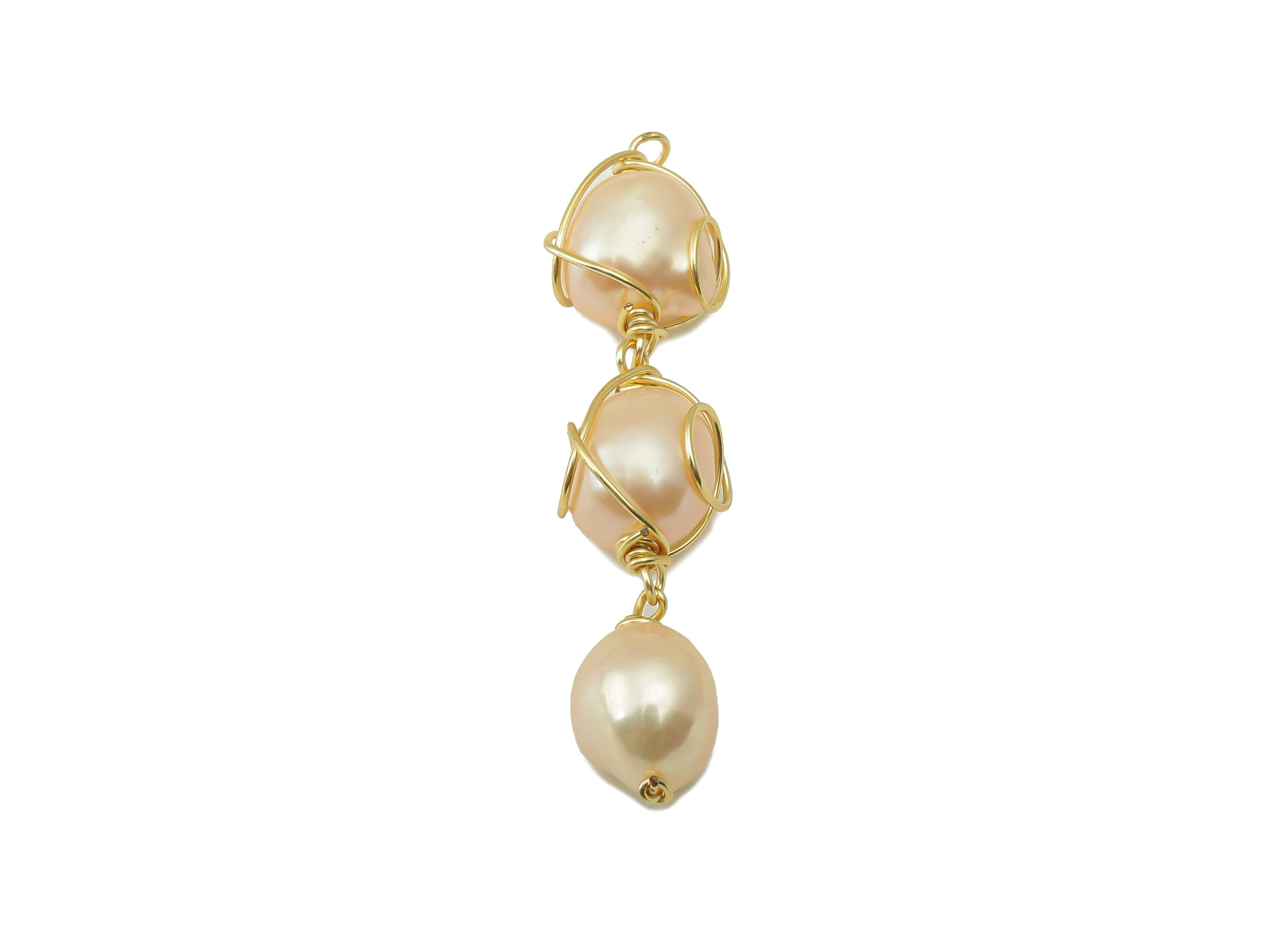 Pearl Earring Charm - White mother of pearl Connector - Hanging Pearl Earring Charm - Natural Stone - Gold Tone Plated -47.8x8.26x9mm-NS1904 - DOMEDBAZAAR