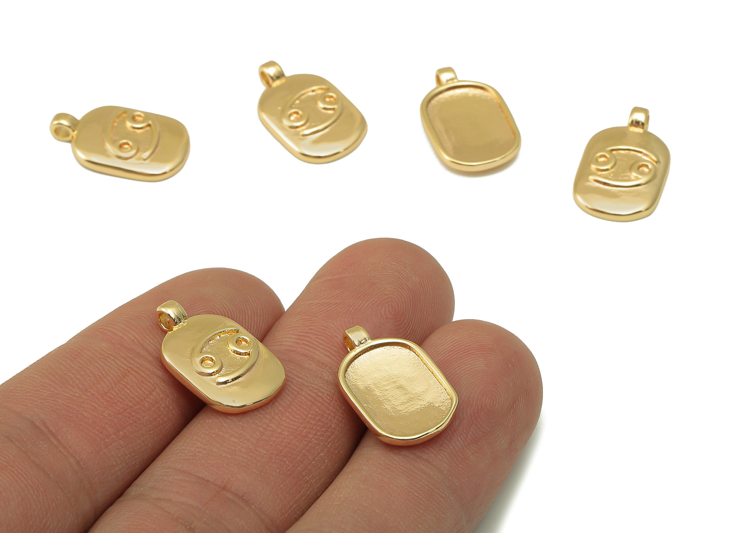 Brass Ellipse Earring Charm - Brass Constellation Earring -Textured Oval Cancer Pendant - For Necklace - JewelryMaking -18x11x2.7mm-RGP6669M - DOMEDBAZAAR