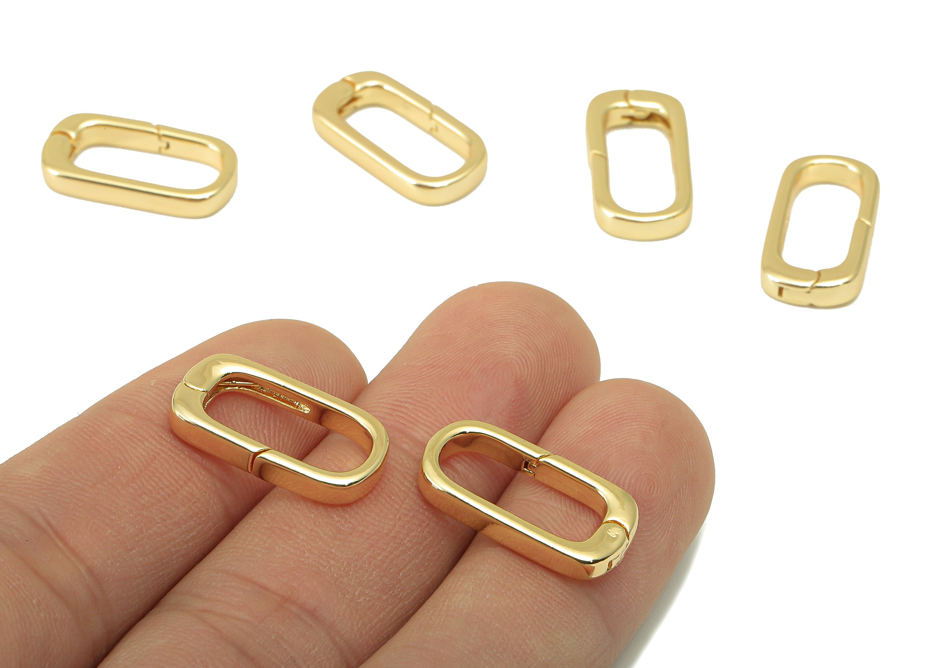 Brass Oval Rectangle Clasp - Brass Gold Hoop Clasp - Brass Hoop Clasp- 18K Real Gold Plated -Jewelry Making - 19.98 x 10.28 x3.16mm- RGP6107 - DOMEDBAZAAR