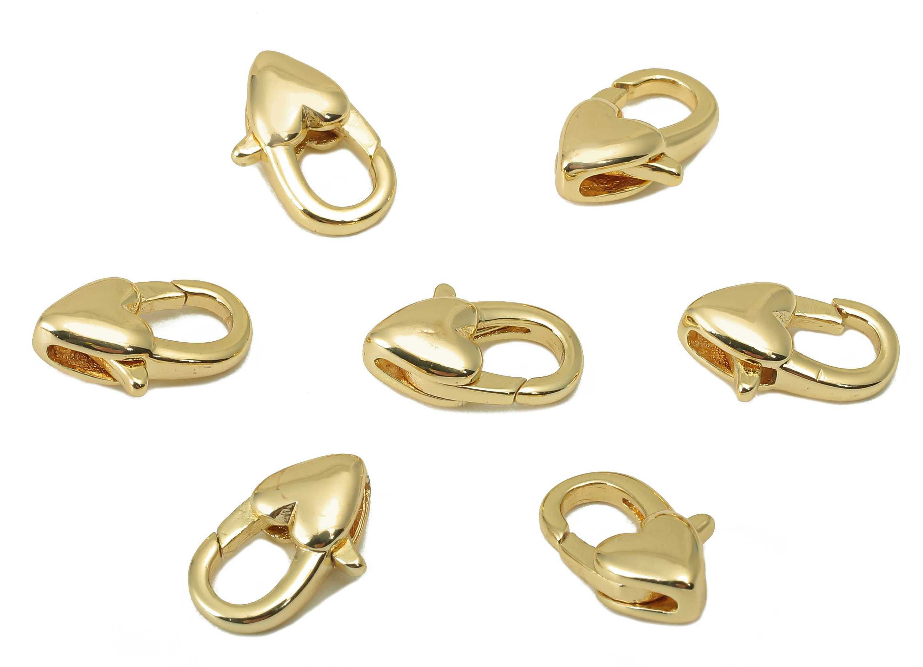 Brass Lobster Clasp - Brass Heart Clasp - Mini Heart Clasp - For Necklace - For Bracelet - 18K Real Gold Plated -15.44x 9.43x4.52mm- RGP6127 - DOMEDBAZAAR