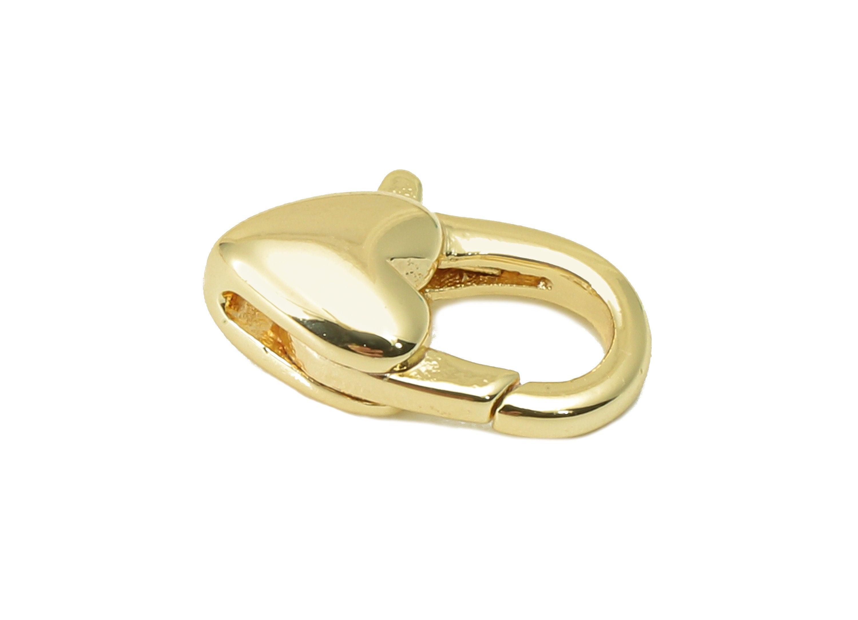 Brass Lobster Clasp - Brass Heart Clasp - Mini Heart Clasp - For Necklace - For Bracelet - 18K Real Gold Plated -15.44x 9.43x4.52mm- RGP6127 - DOMEDBAZAAR